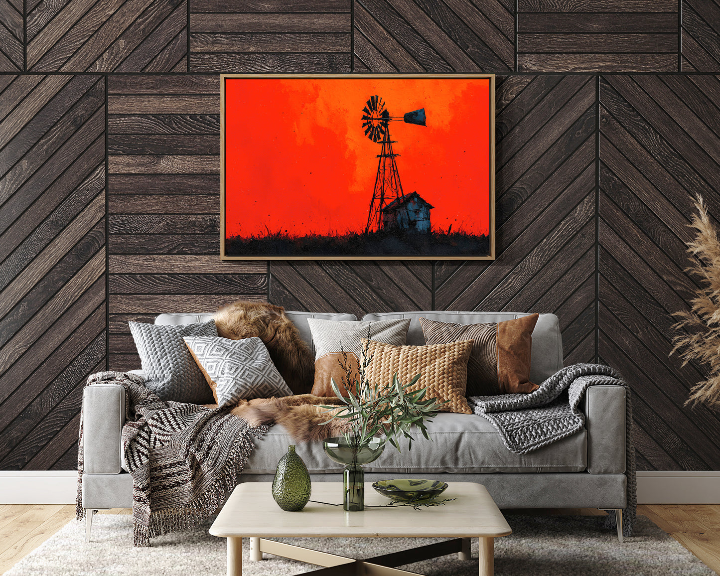 Windmill Silhouette at Blazing Dusk