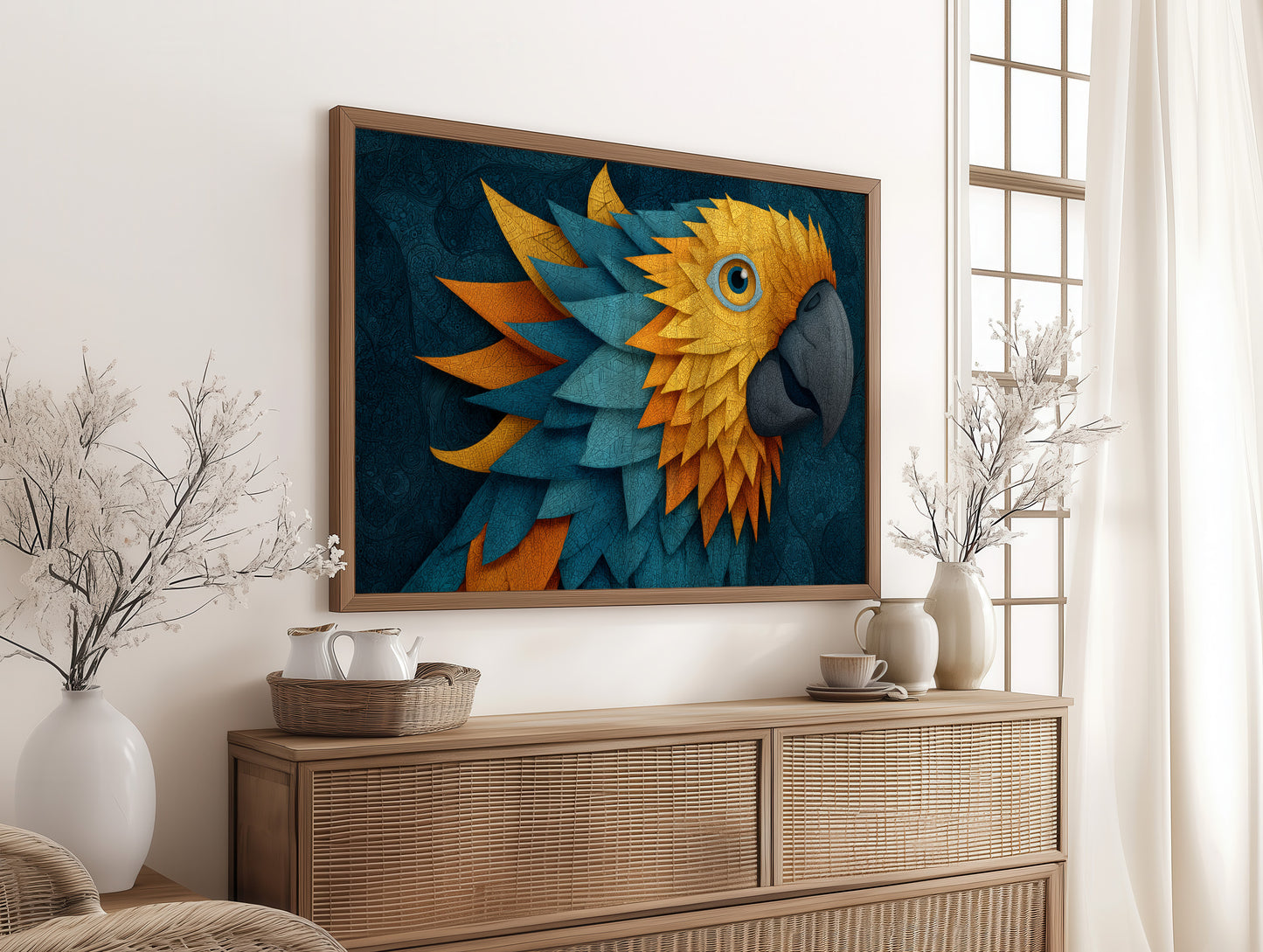 Macaw in Golden Feather Mosaic