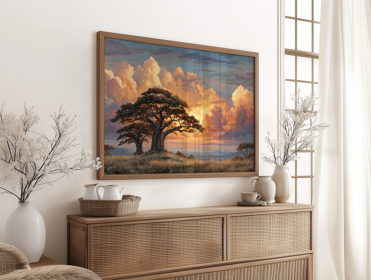 Two Baobabs, One Shared Sunset