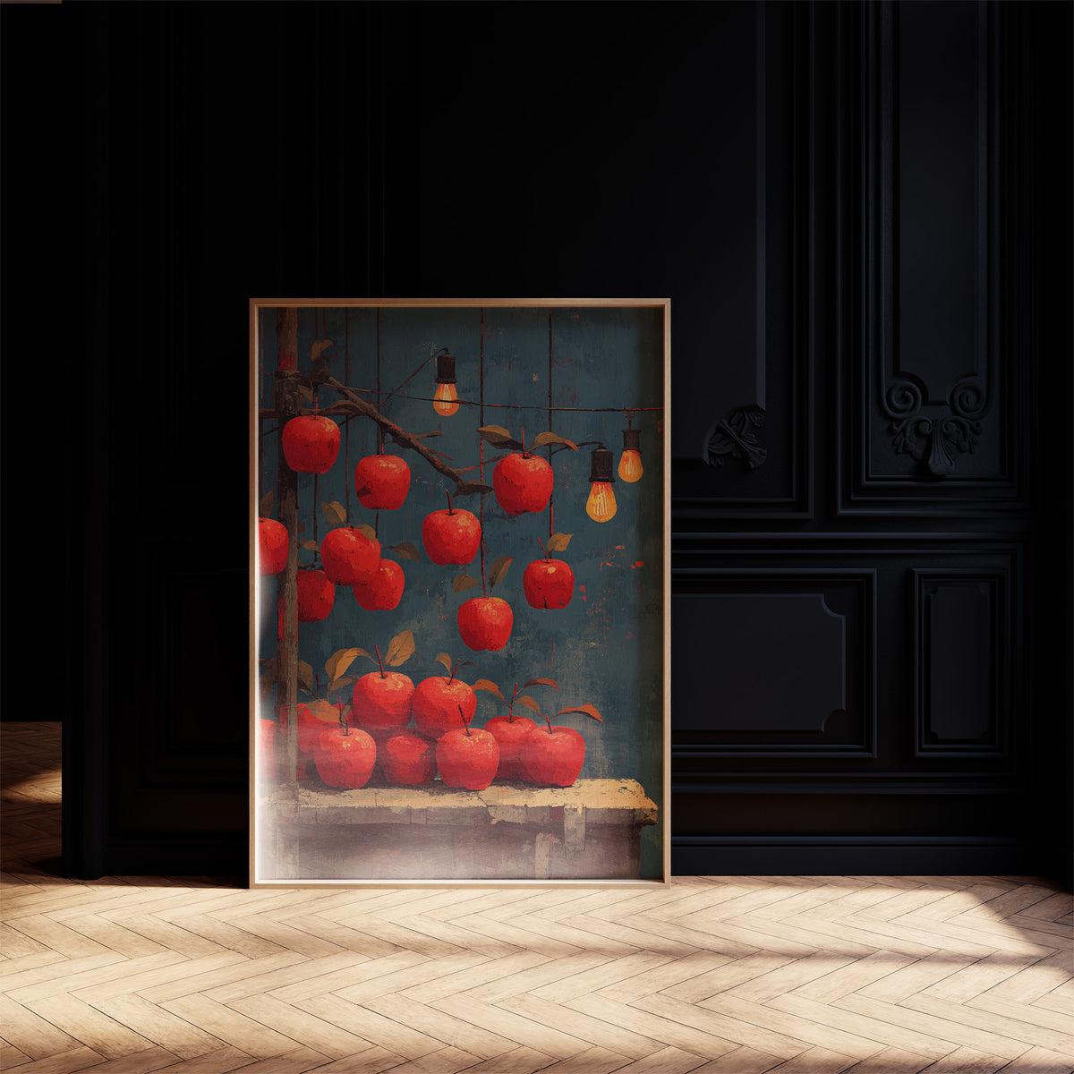 Orchard After Dark: Apples on Strings