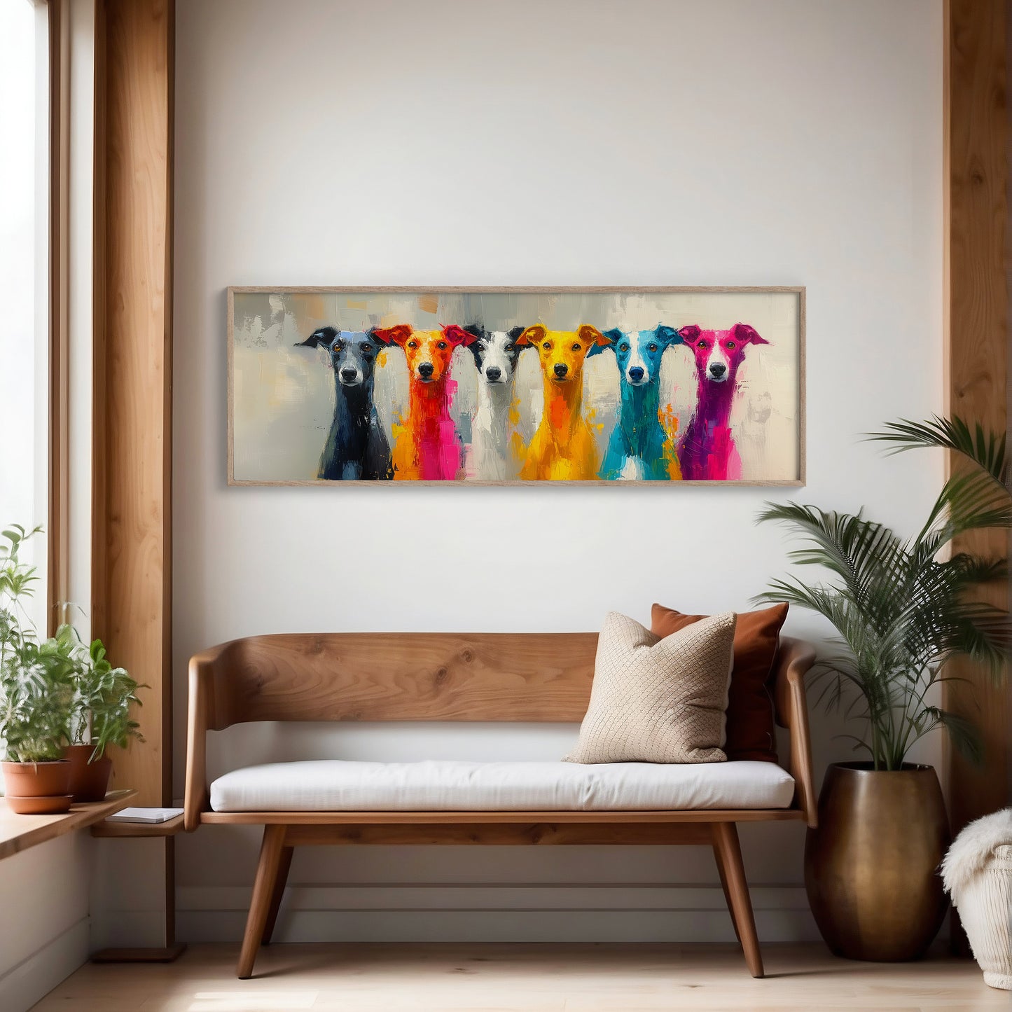 Colorful Greyhounds In Modern Pop Style