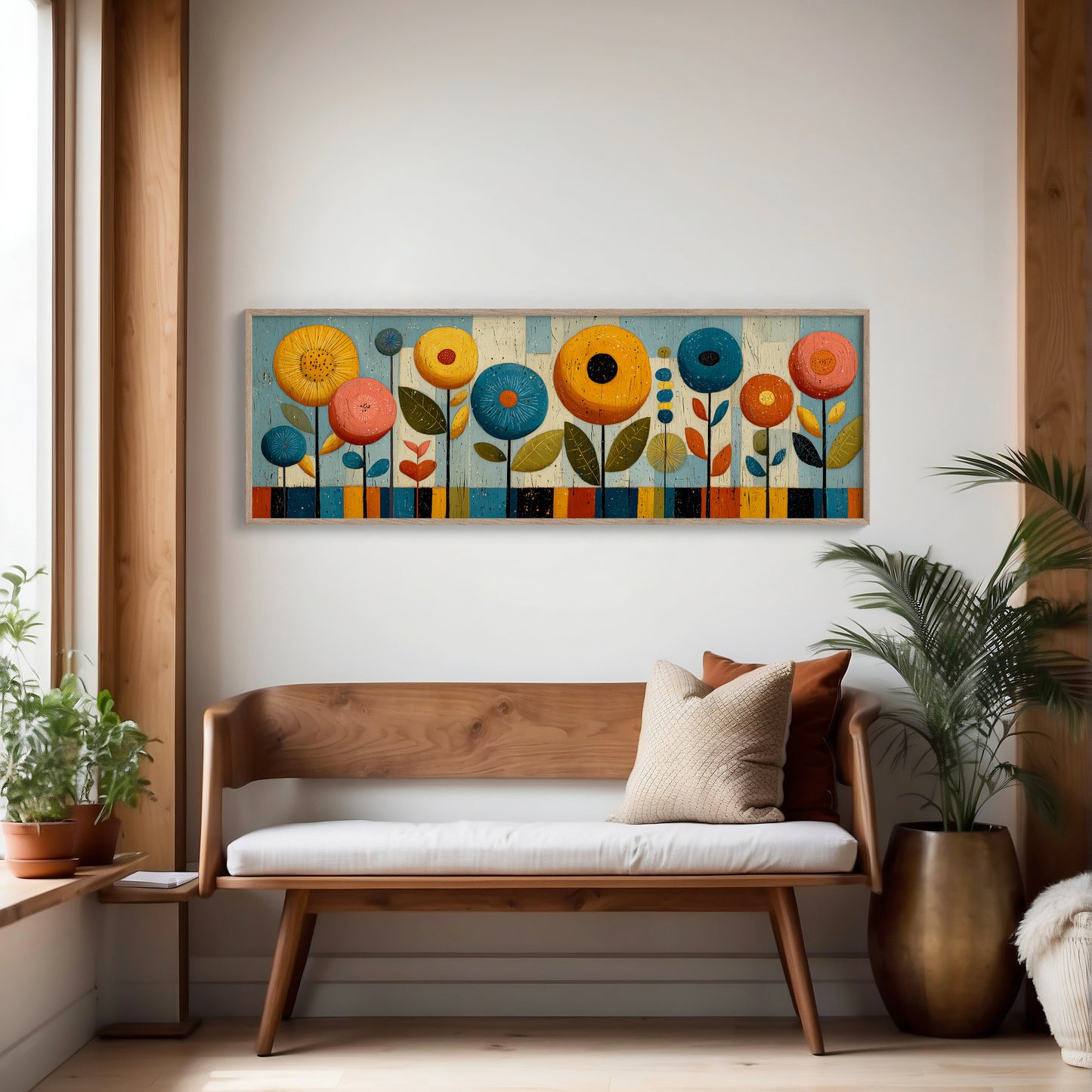 Mid Century Floral Garden in Retro Colors