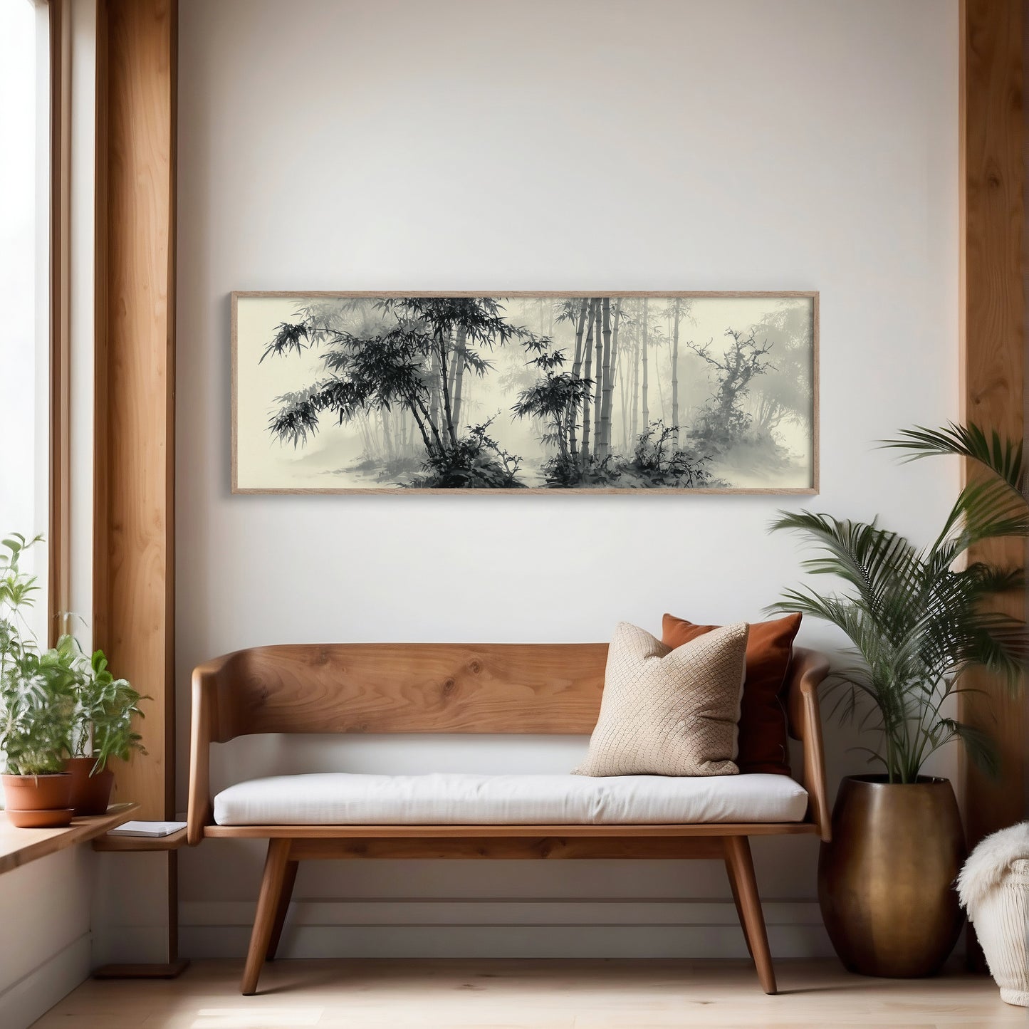 Misty Bamboo Grove Ink Landscape