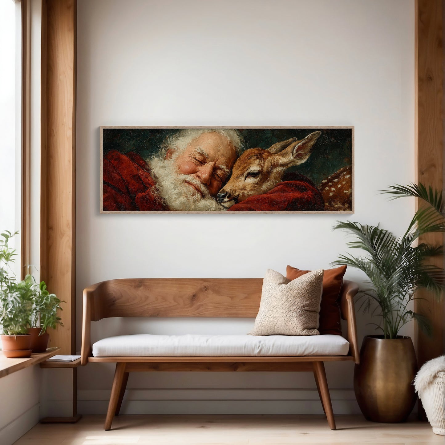 Santa’s Gentle Moment with a Fawn