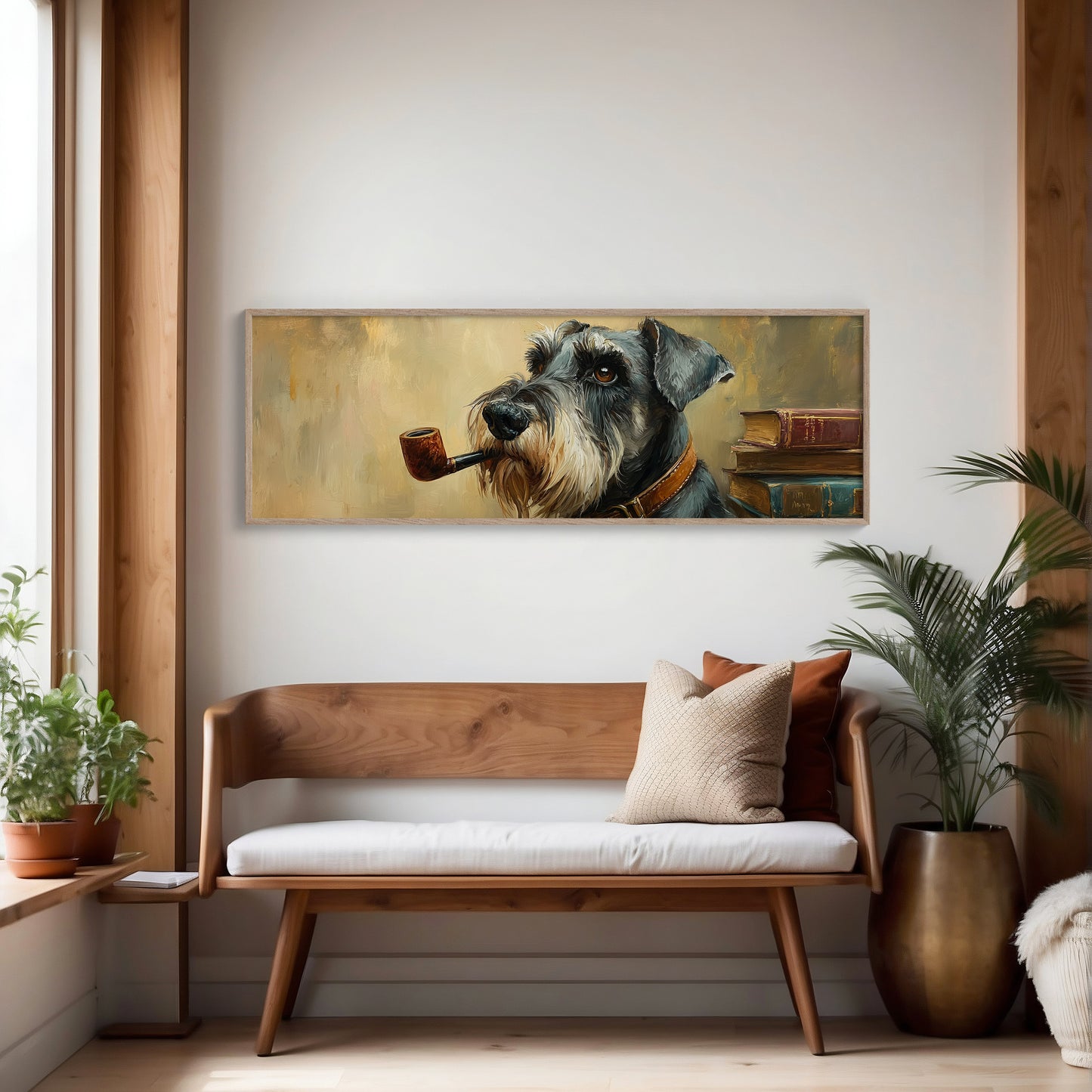 Scholarly Schnauzer With Pipe