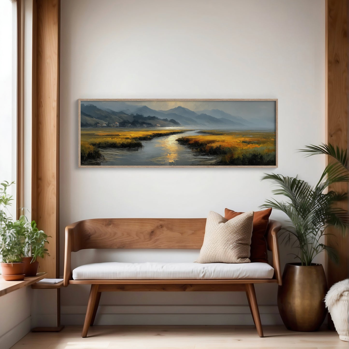 Golden Marsh Under Distant Peaks