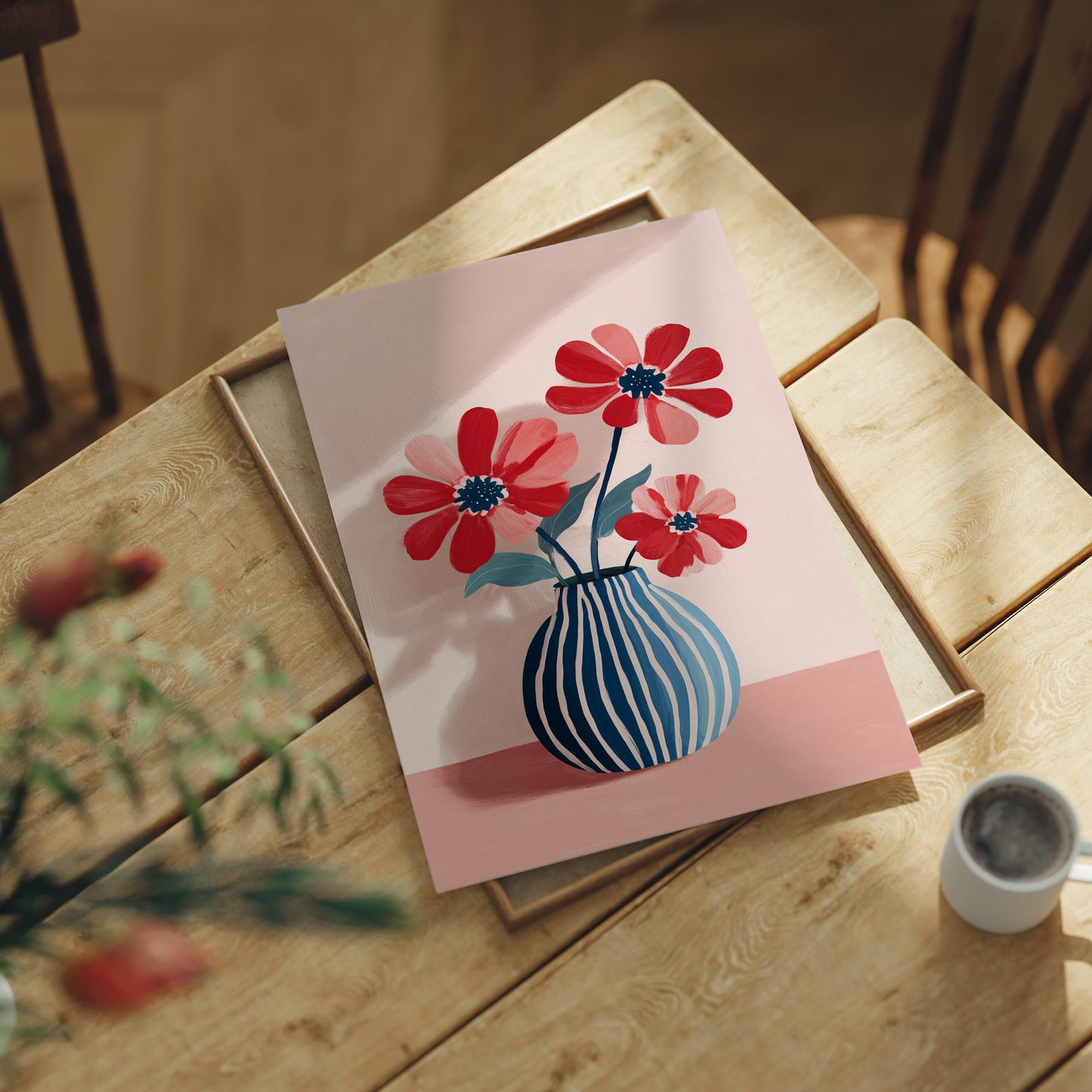 Petals in a Striped Vase