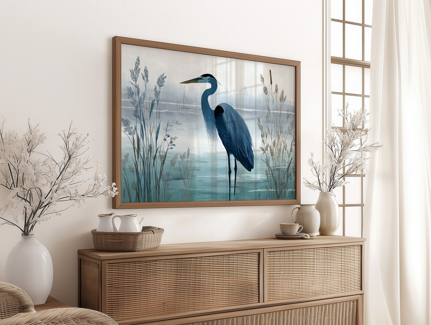Blue Heron in Quiet Marsh