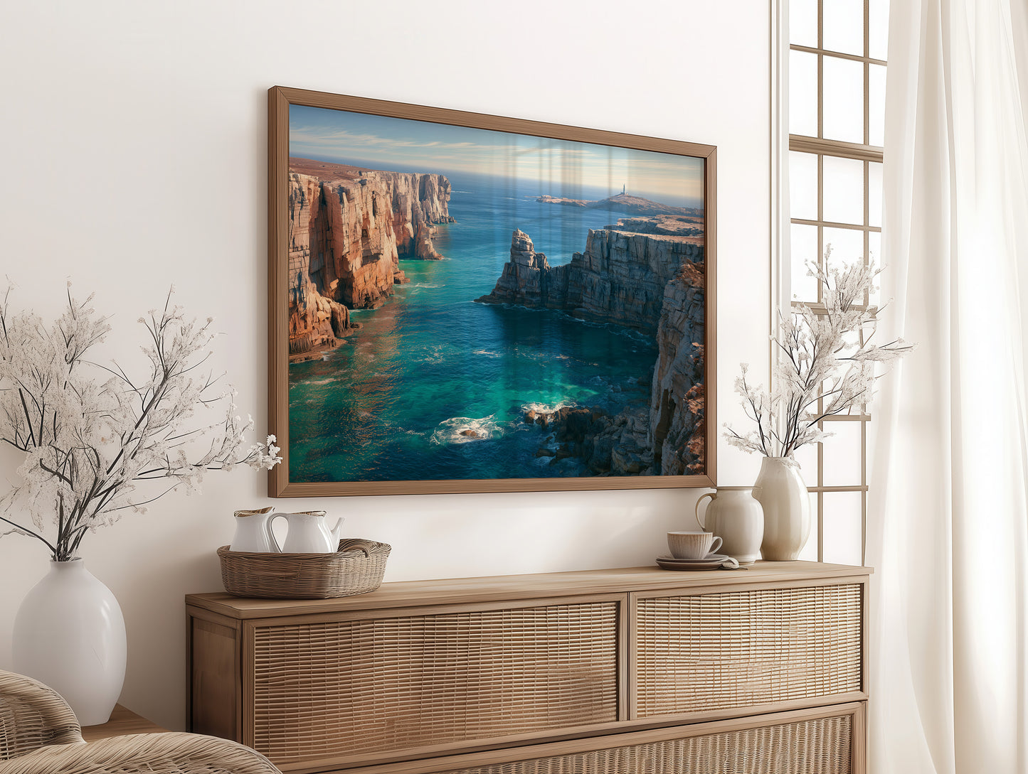 Sea Cliffs, Distant Lighthouse