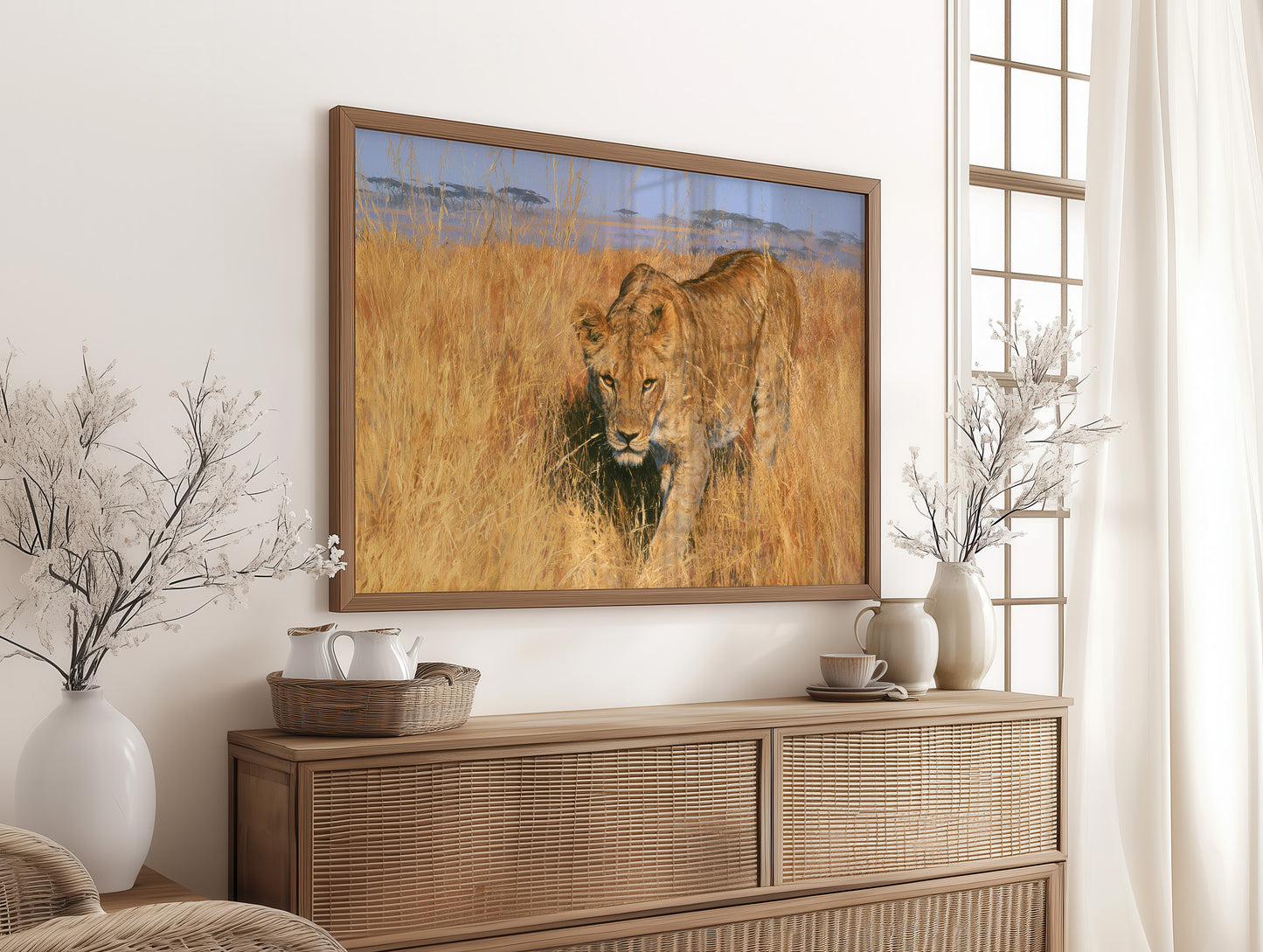 Lioness, Golden Grass Approach