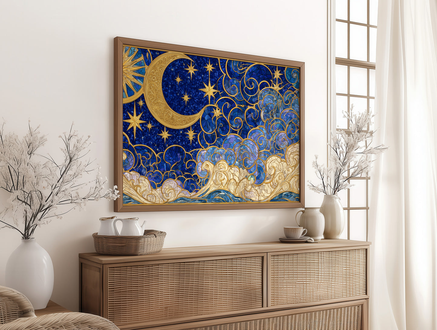 Moon and Stars, Gilded Glass