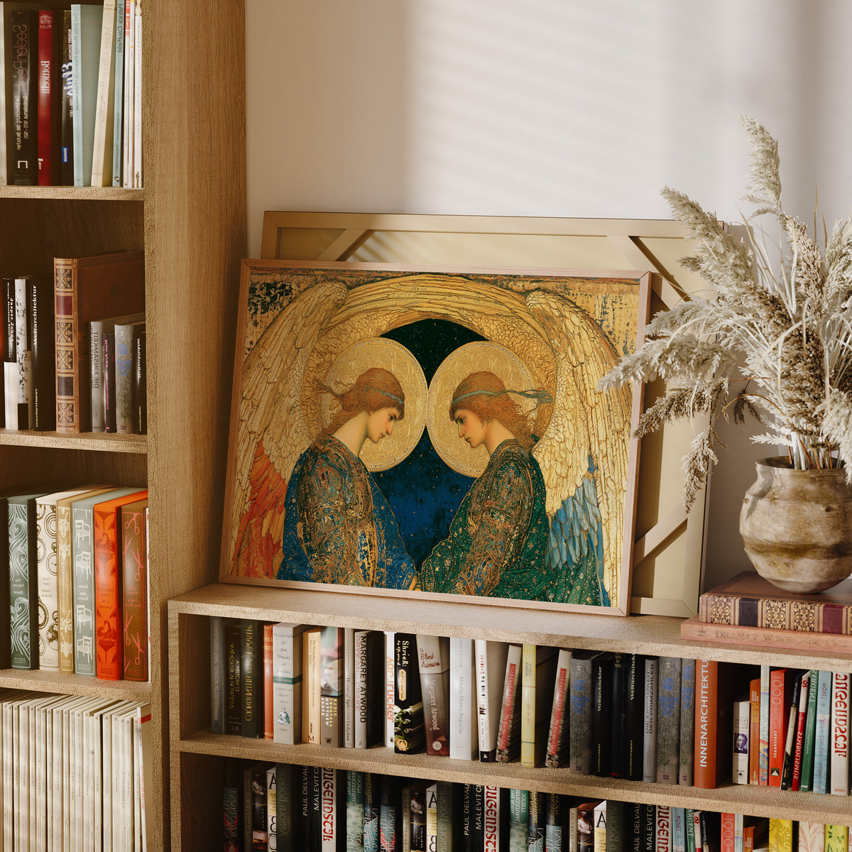Twin Angels Beneath Golden Wings
