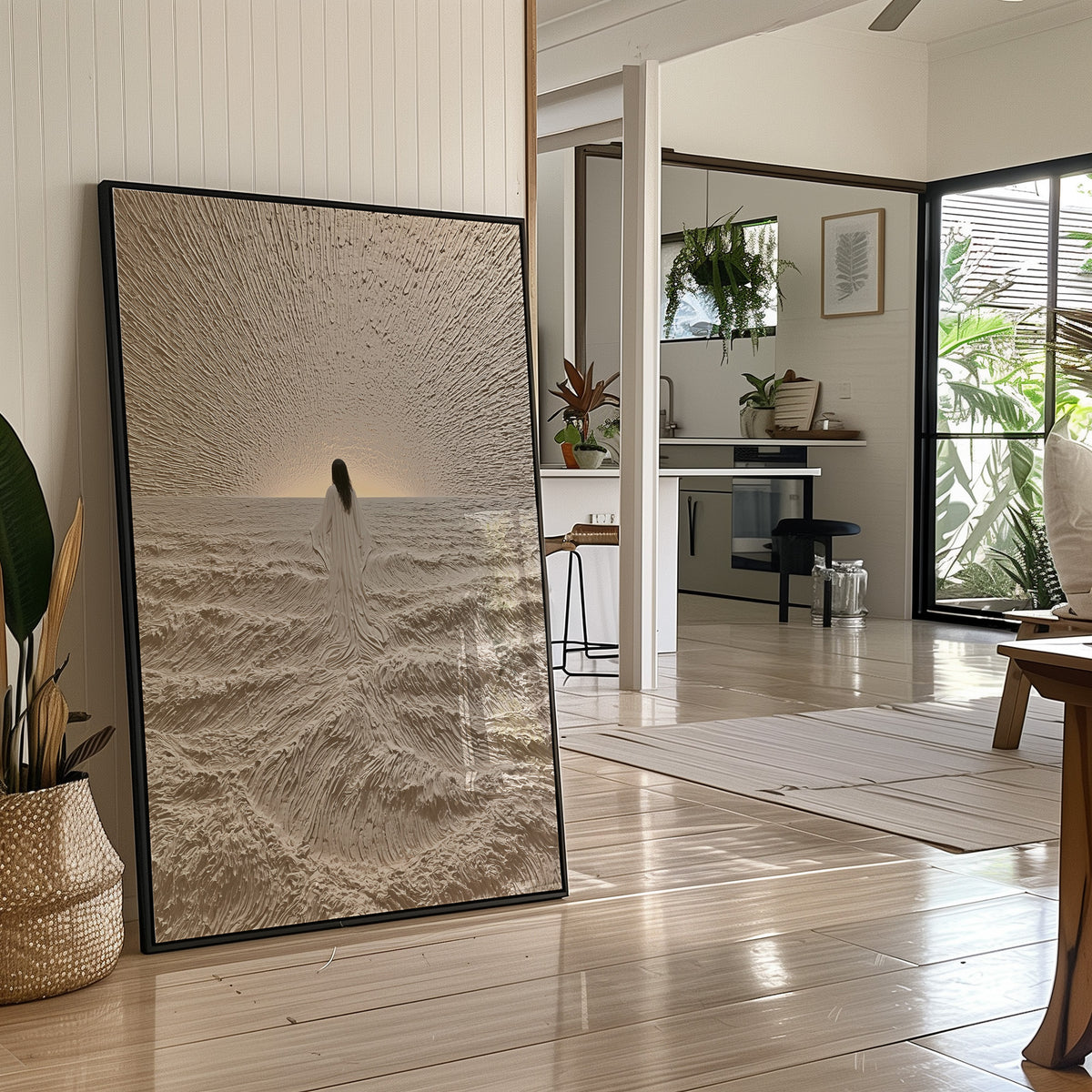 Robed Figure Facing Ocean Horizon