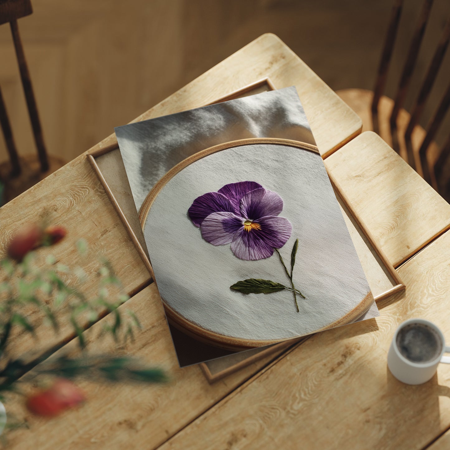 A Pansy Stitched with Care