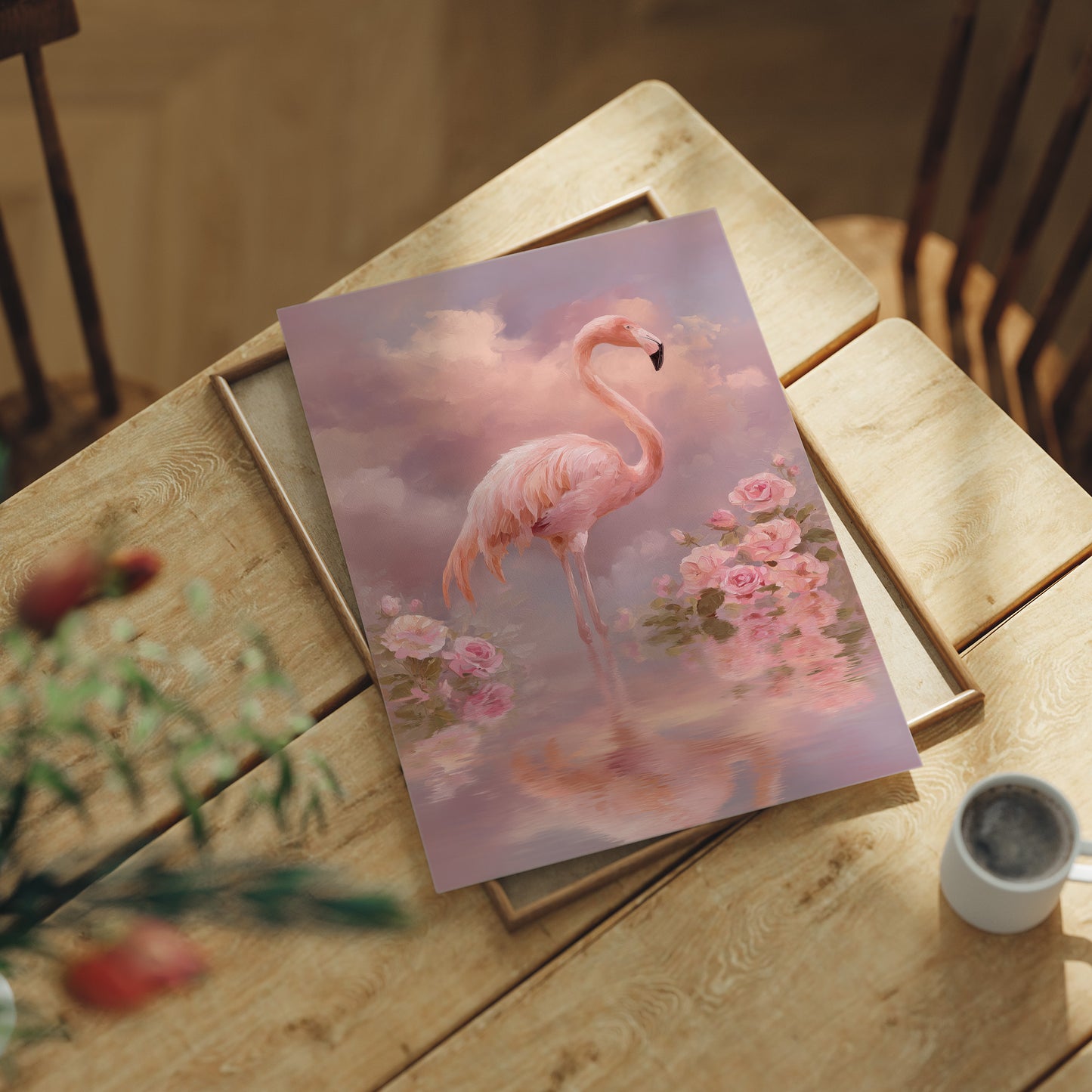 Flamingo Among the Roses