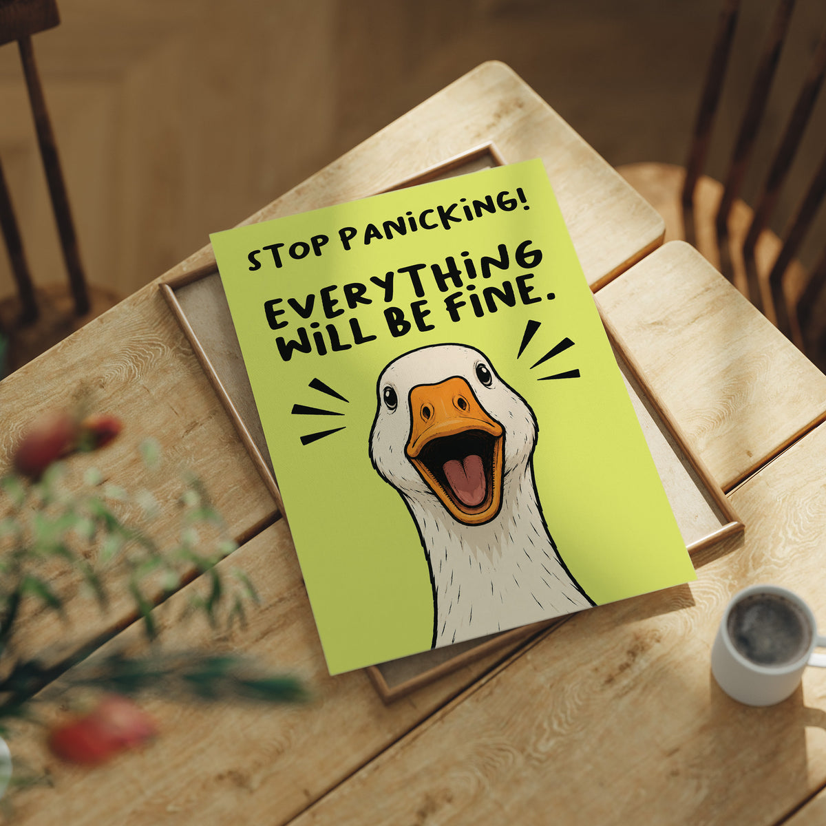 Stop Panicking! Goose Close-Up Comic Print