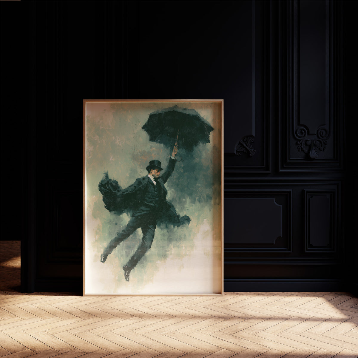 The Falling Gentleman — Striding Through Storm Oil Print