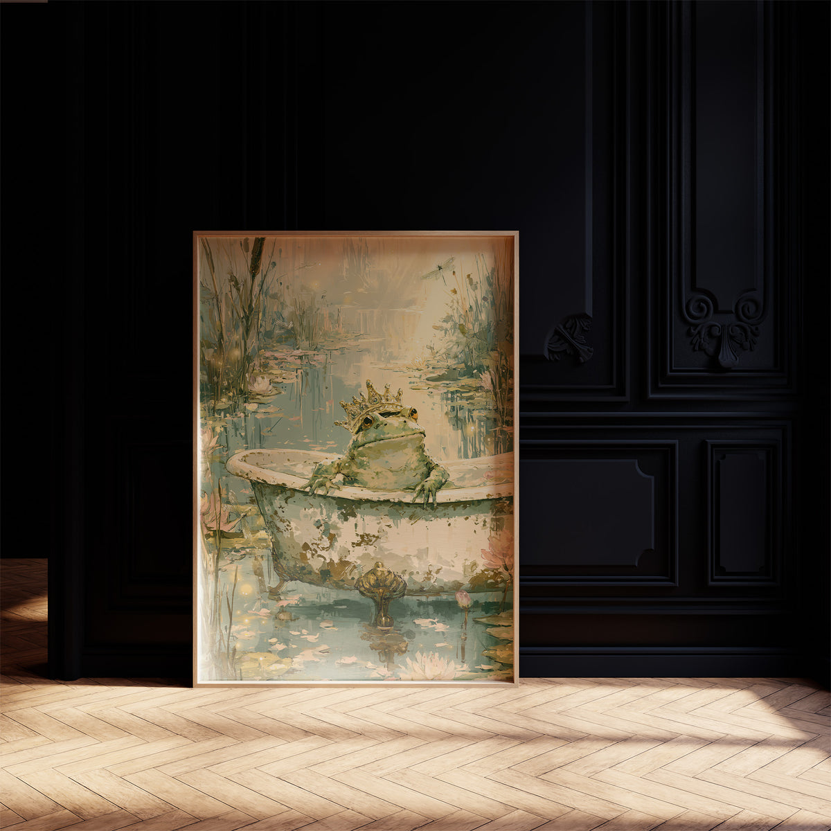 The Frog Prince's Bath — Fairy Tale Pond Painting