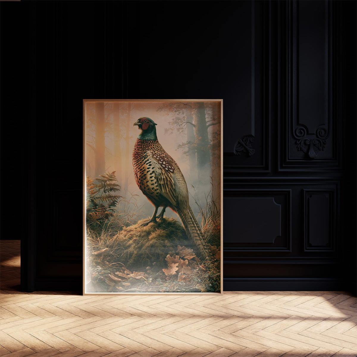 Pheasant at Dawn — Autumn Forest Wildlife Painting