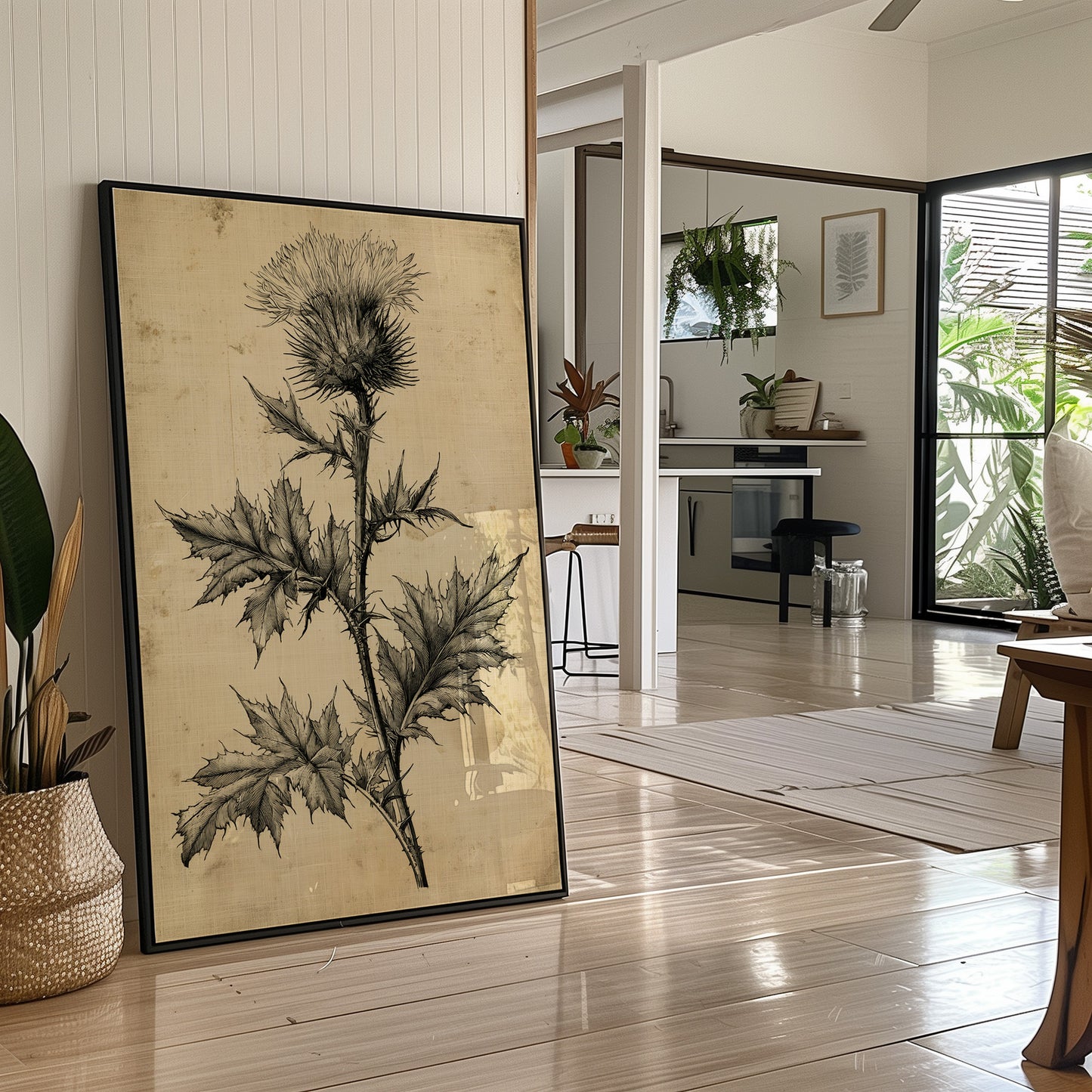Thistle Study — Heavy Crosshatch Botanical Engraving