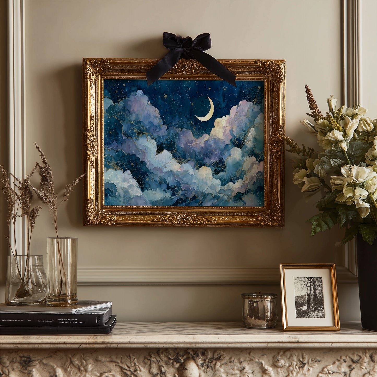 Gold-Lined Clouds and Crescent Light