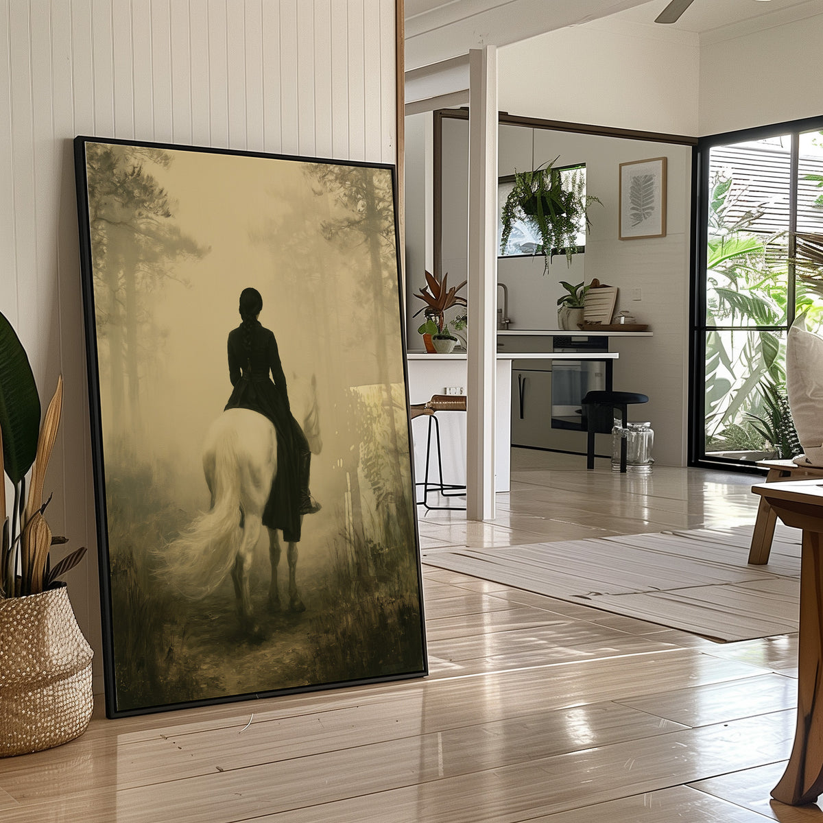 Rider in the Mist: Woman on a White Horse