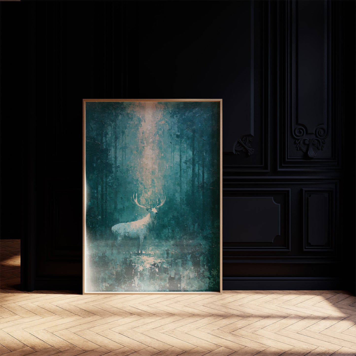 White Stag in the Emerald Glow