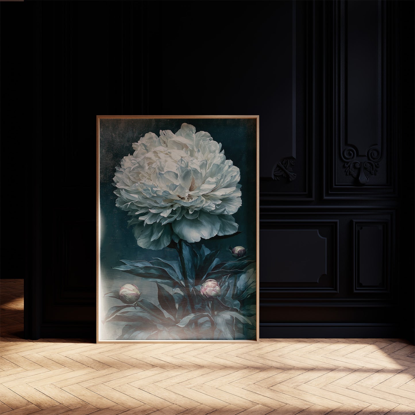 Ivory Peony in Shadow