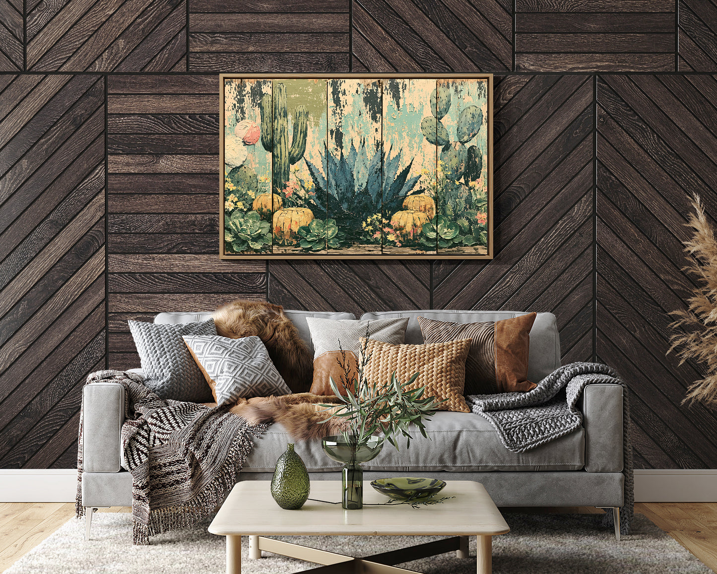 Rustic Cactus Garden Panels