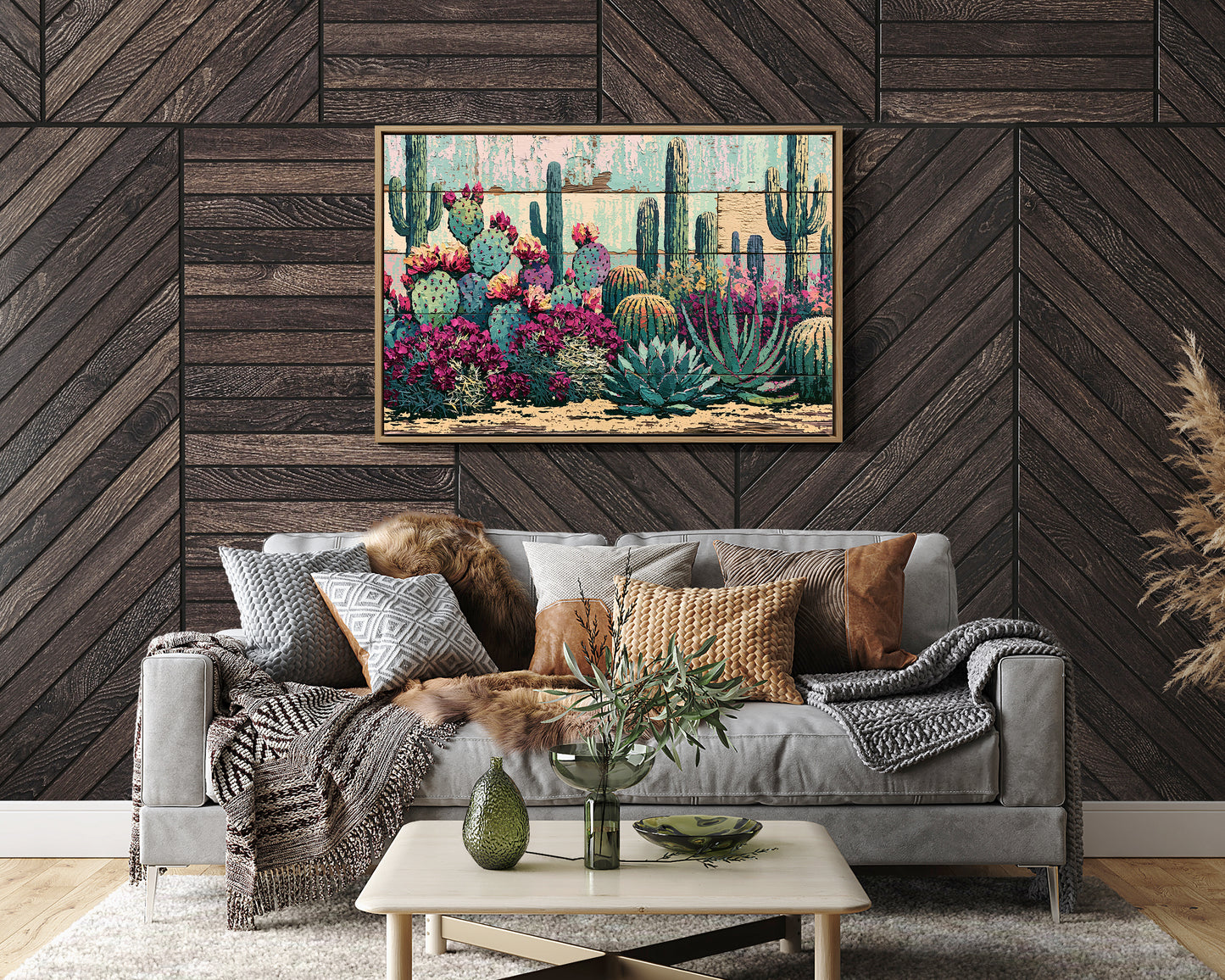 Blooming Prickly Pear Panels