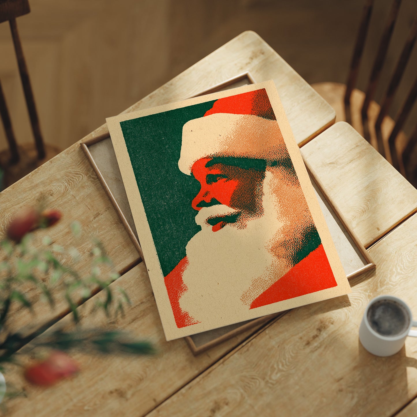 Santa in Profile, Halftone