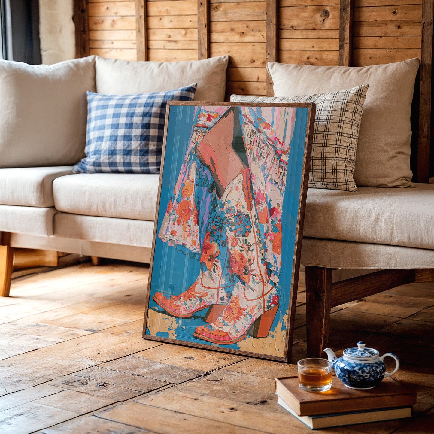 Floral Cowboy Boots Impasto Study