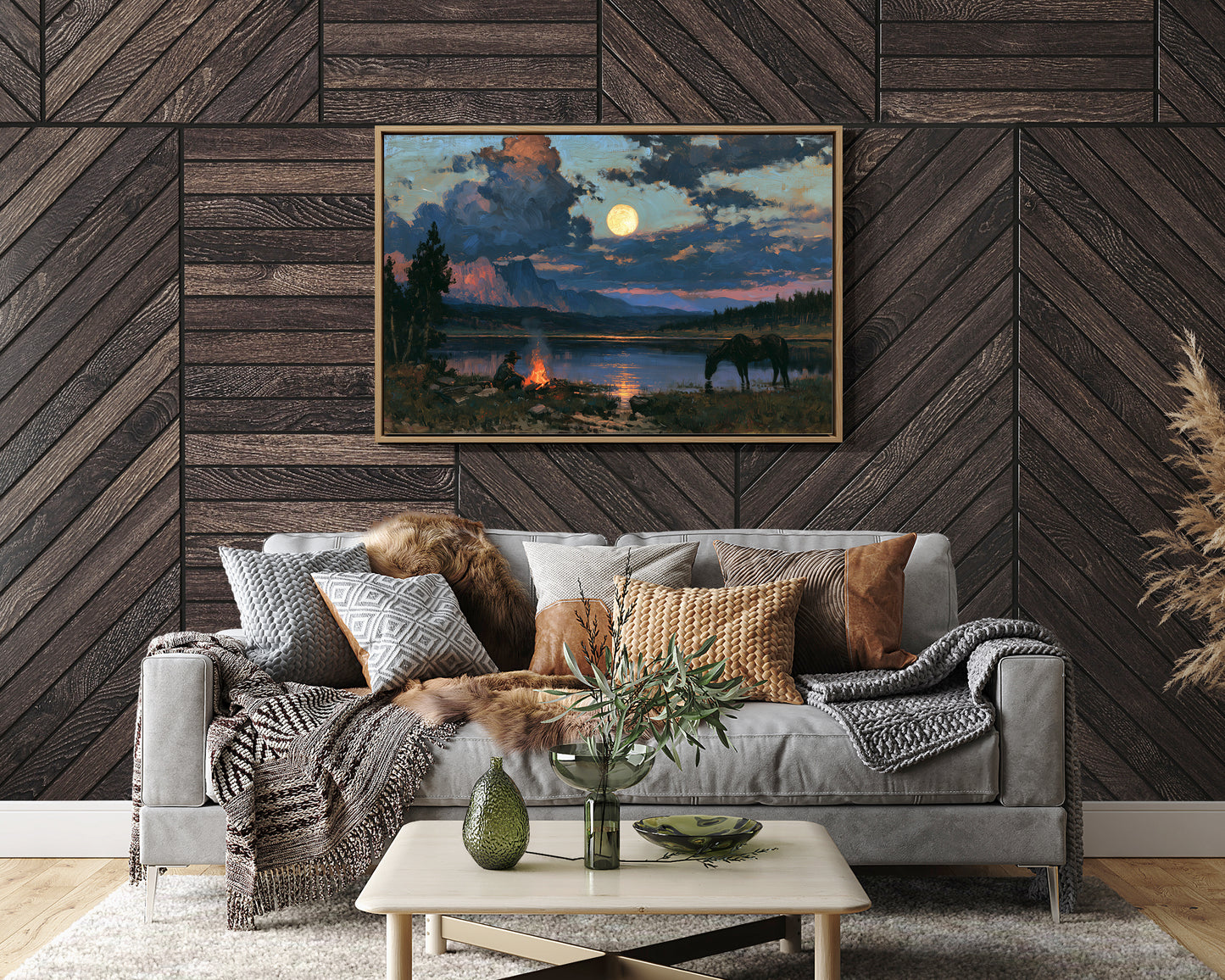 Campfire Under Moonrise