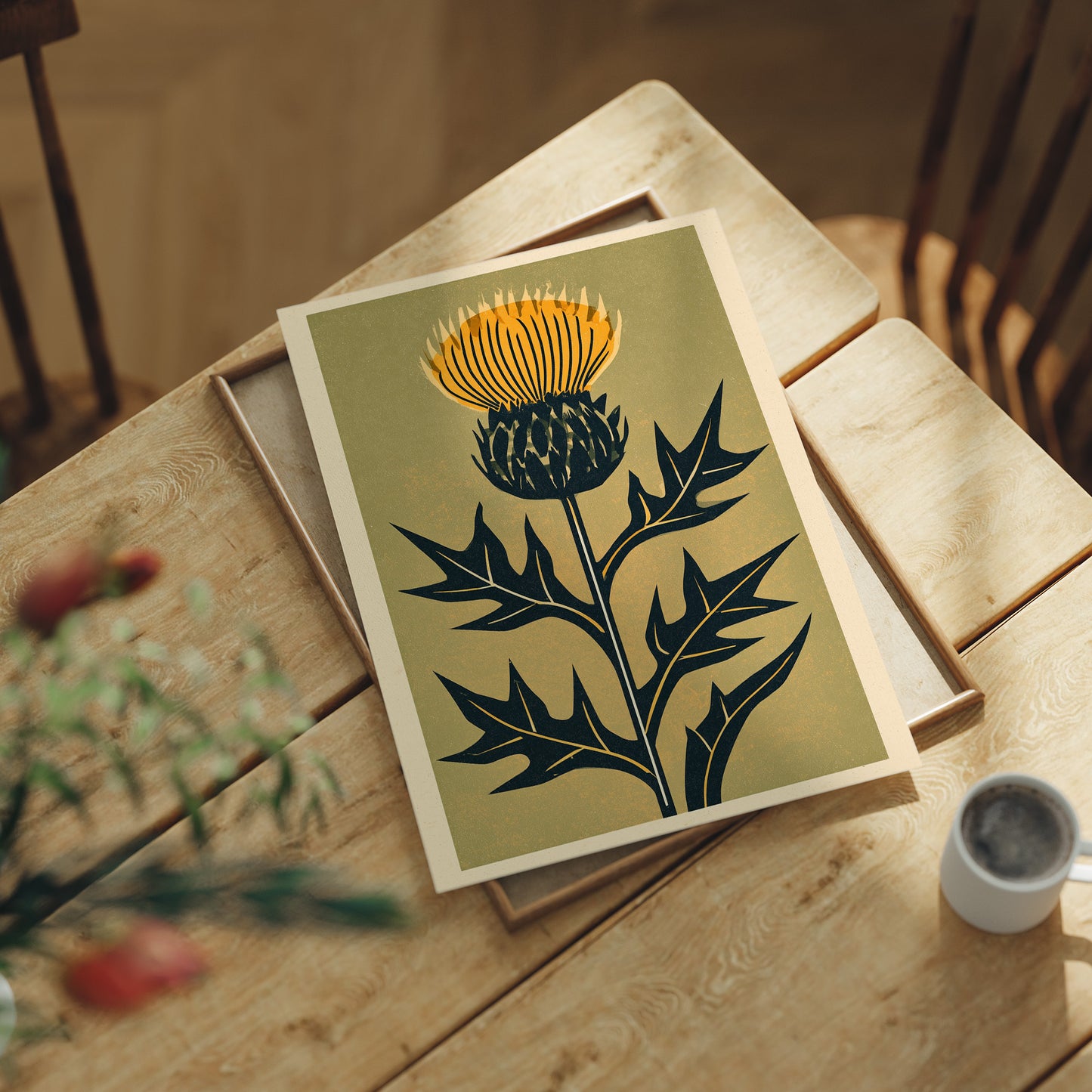 Thistle Woodblock Silhouette