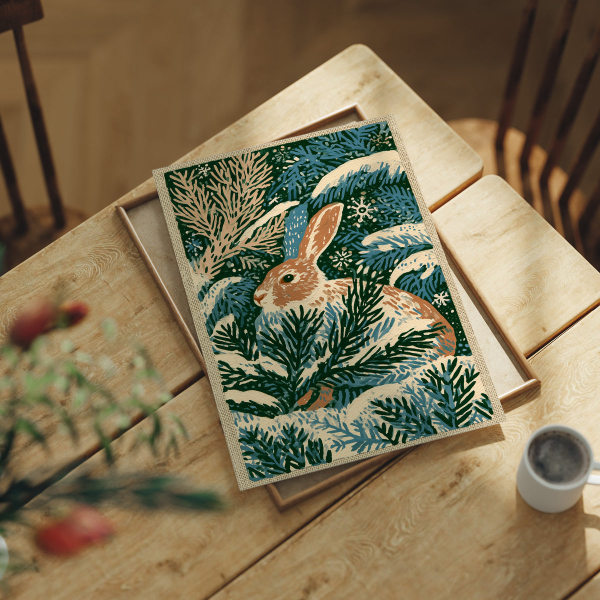 Rabbit in the Winter Pines
