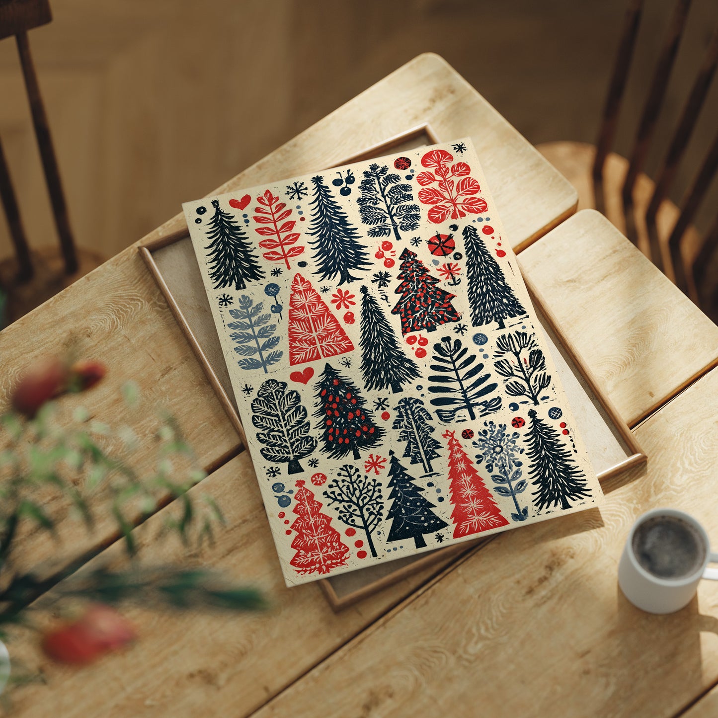 Scandinavian Winter: Linocut Forest