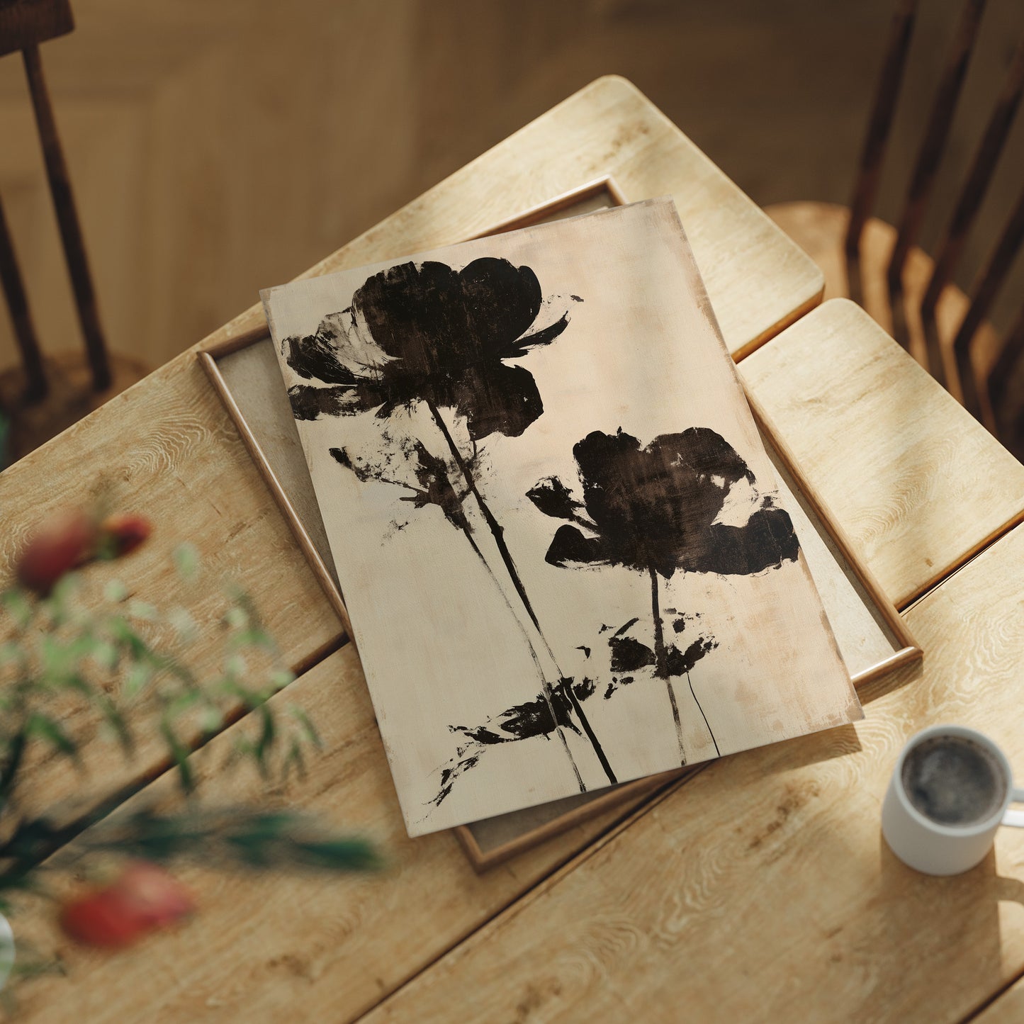 Ink Poppies on Linen