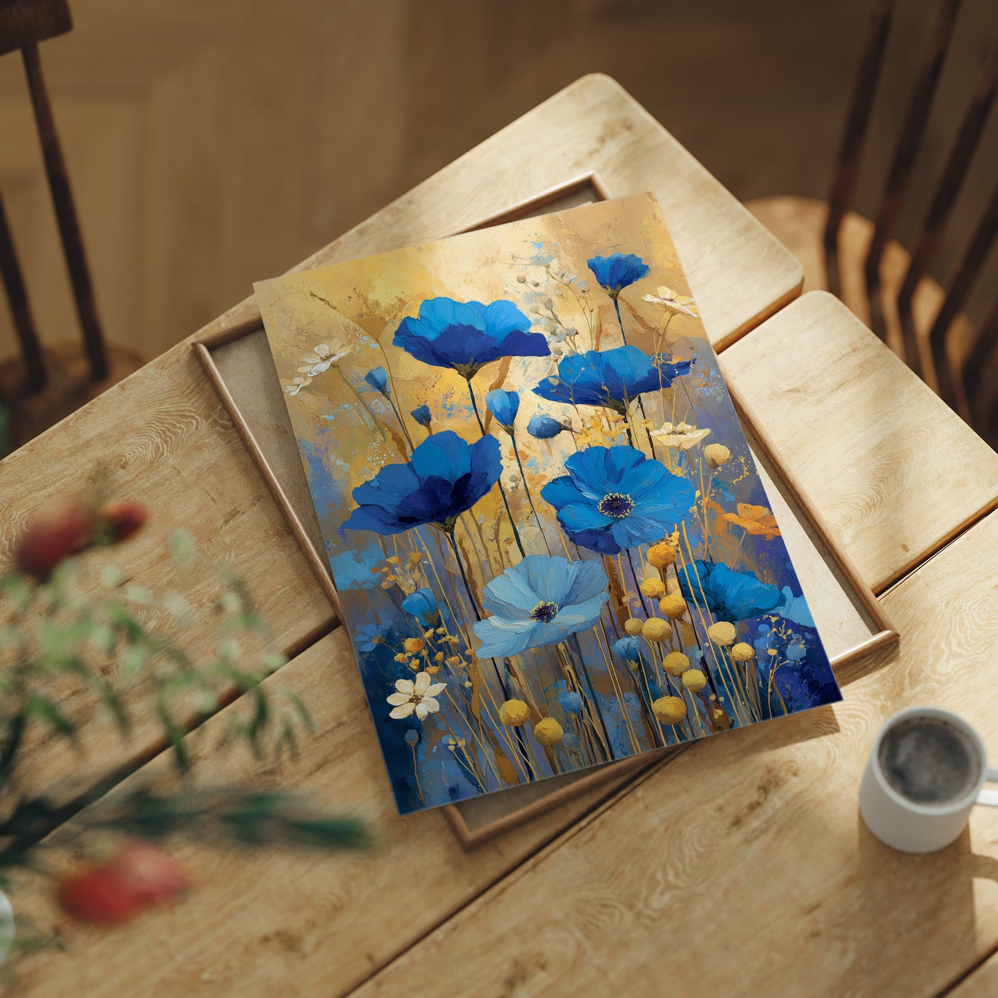 Blue Petals in Golden Light