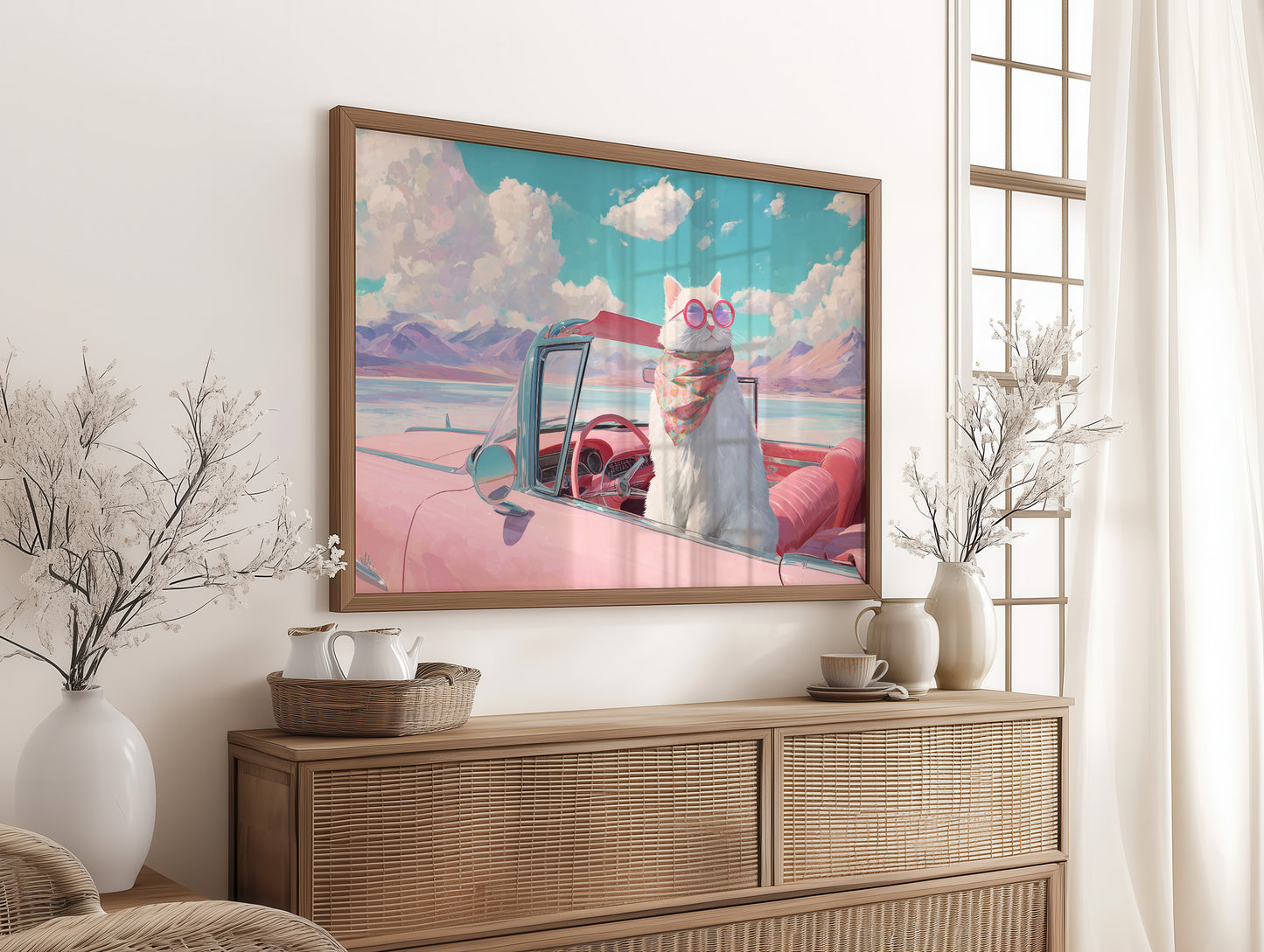 Desert Drive With Pink Skies