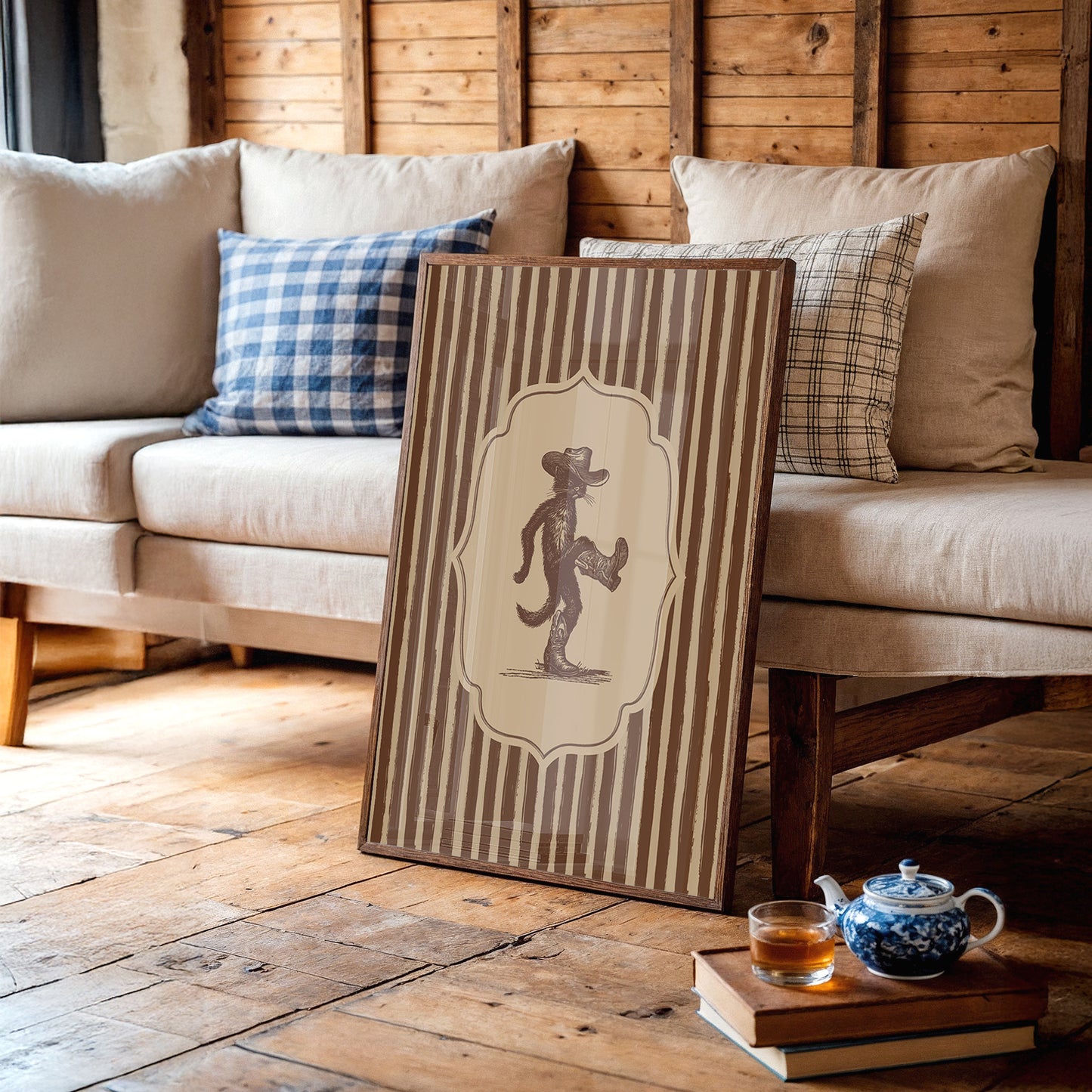 Dancing Cowboy Cat Vintage Print