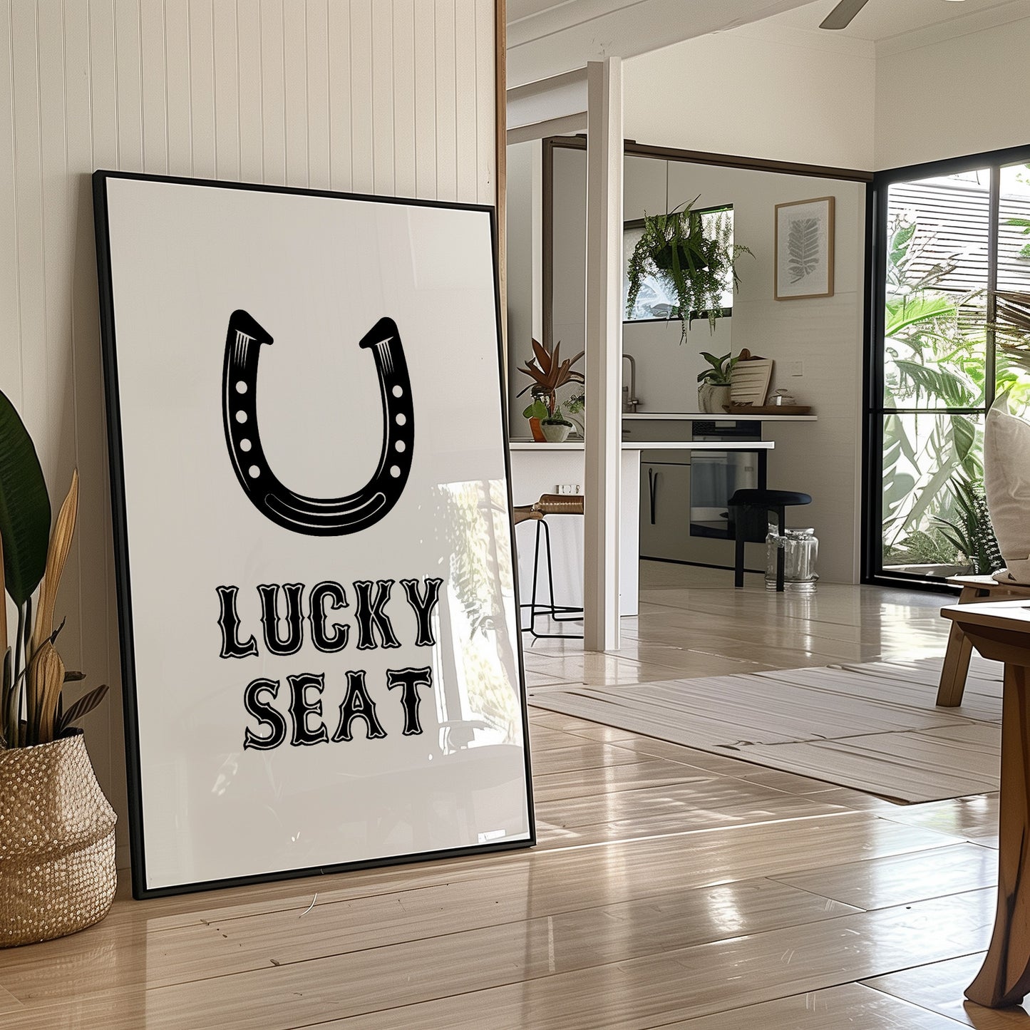 Lucky Seat Horseshoe Western Sign