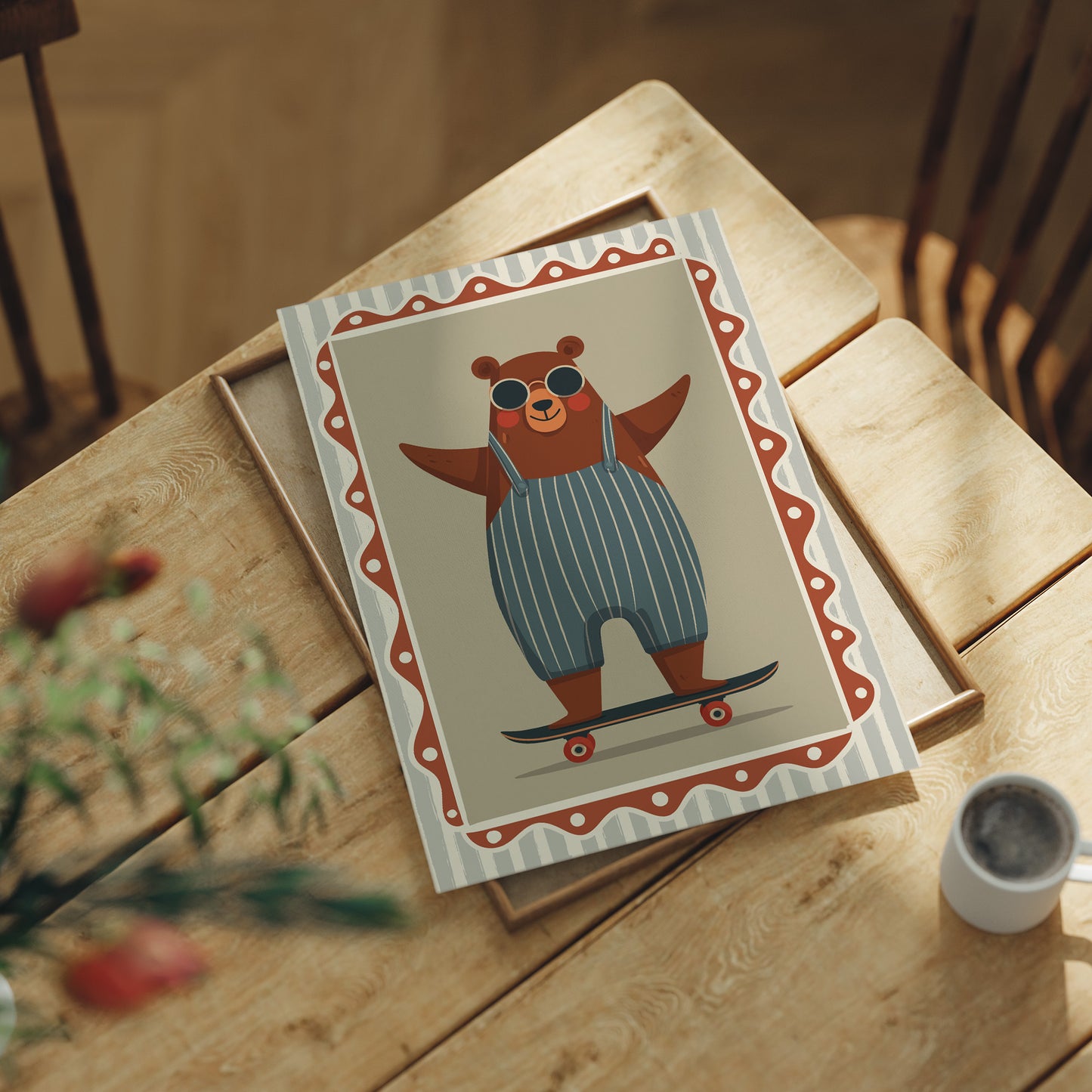 Cool Skateboard Bear Illustration