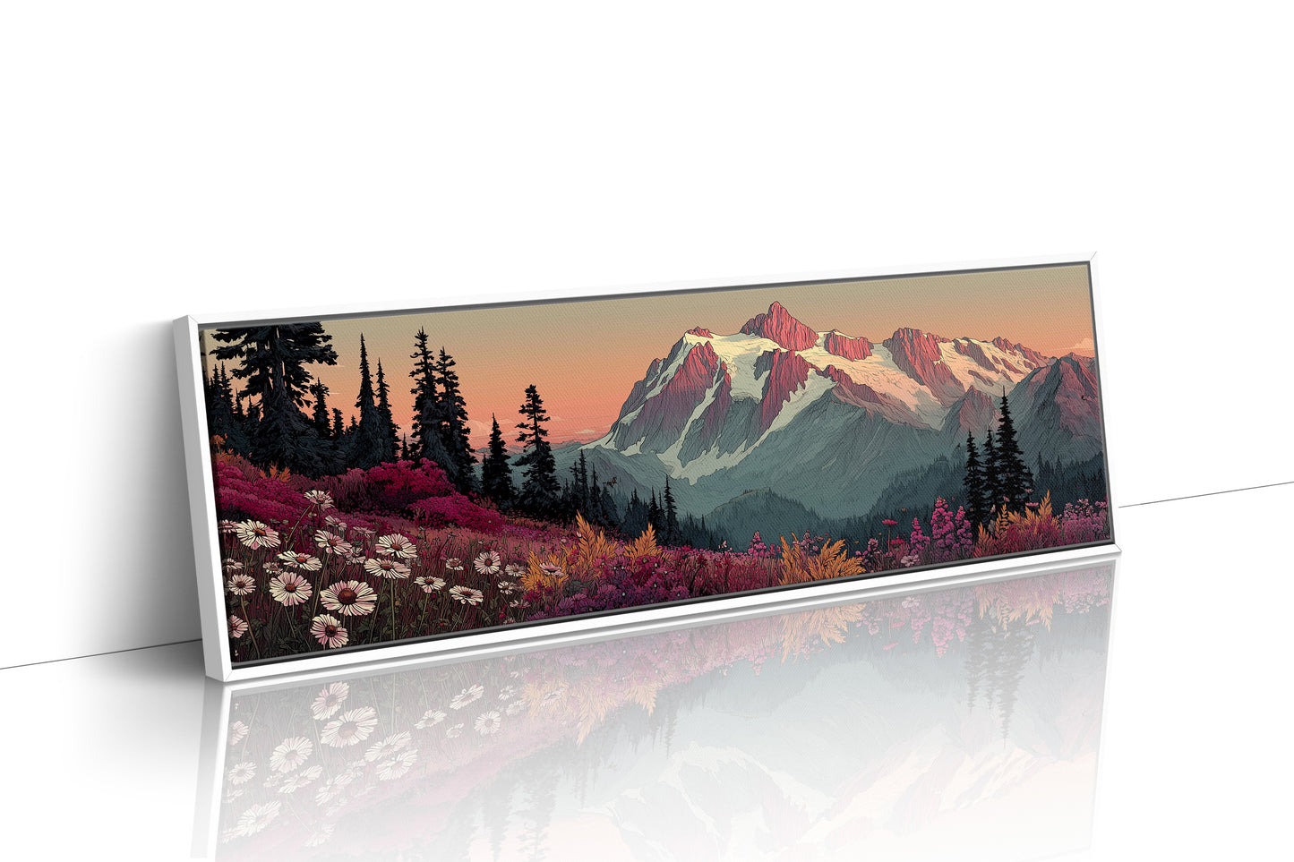 Wildflowers Beneath the Blushing Peaks