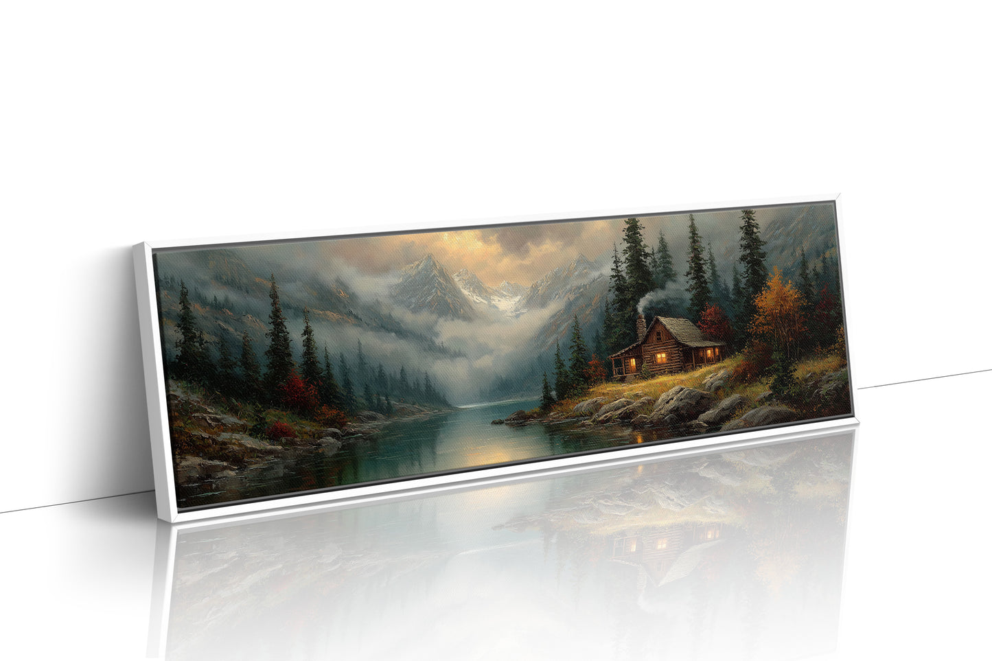 Cabin Glow In Misty Mountain Valley