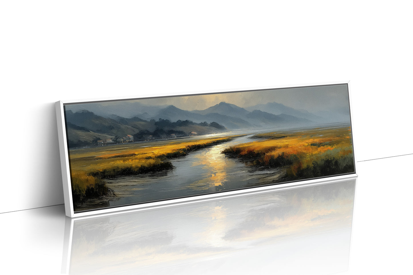 Golden Marsh Under Distant Peaks
