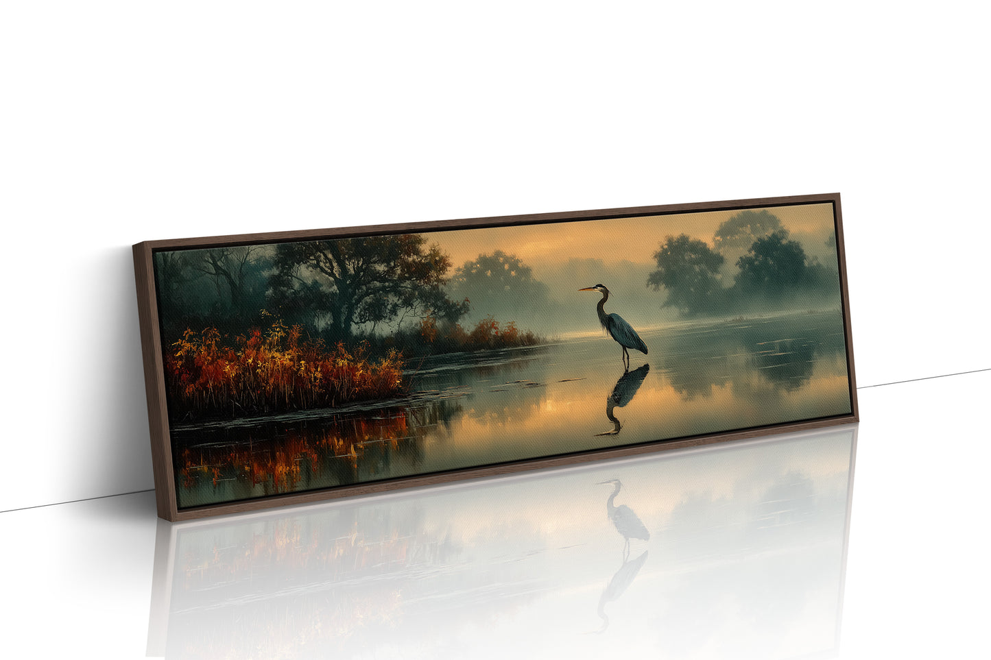 Heron Standing In Golden Marsh