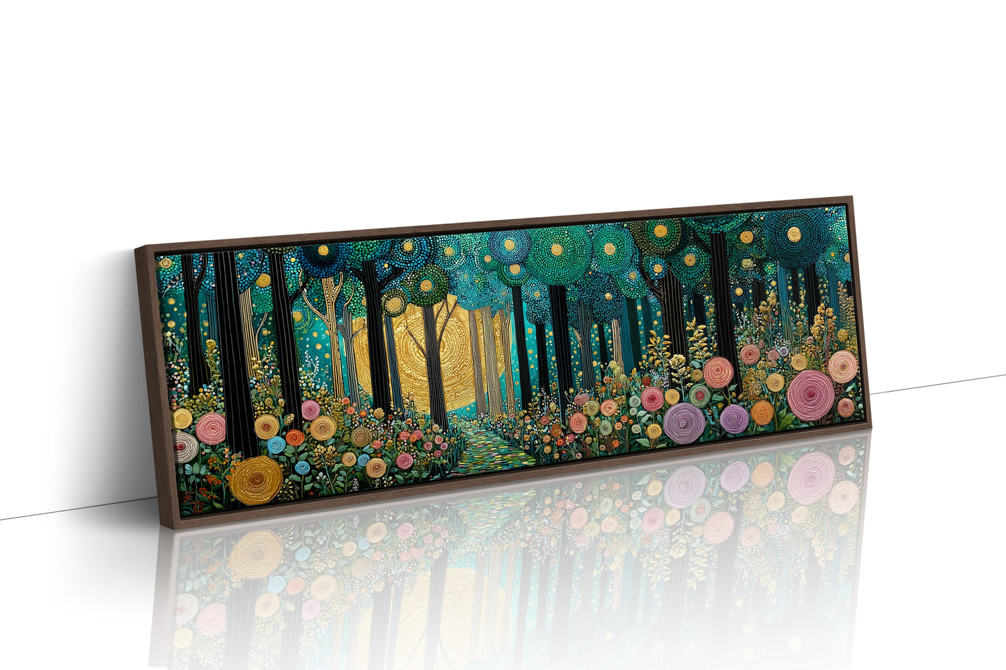 Golden Moon Through Enchanted Forest