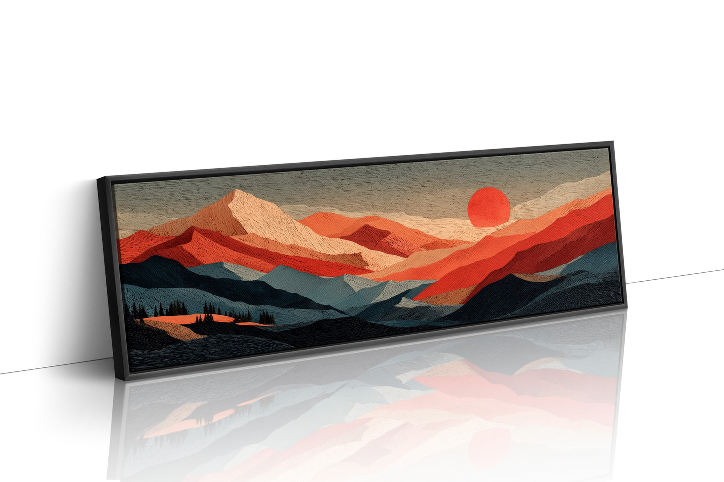 Crimson Sun Over Layered Peaks