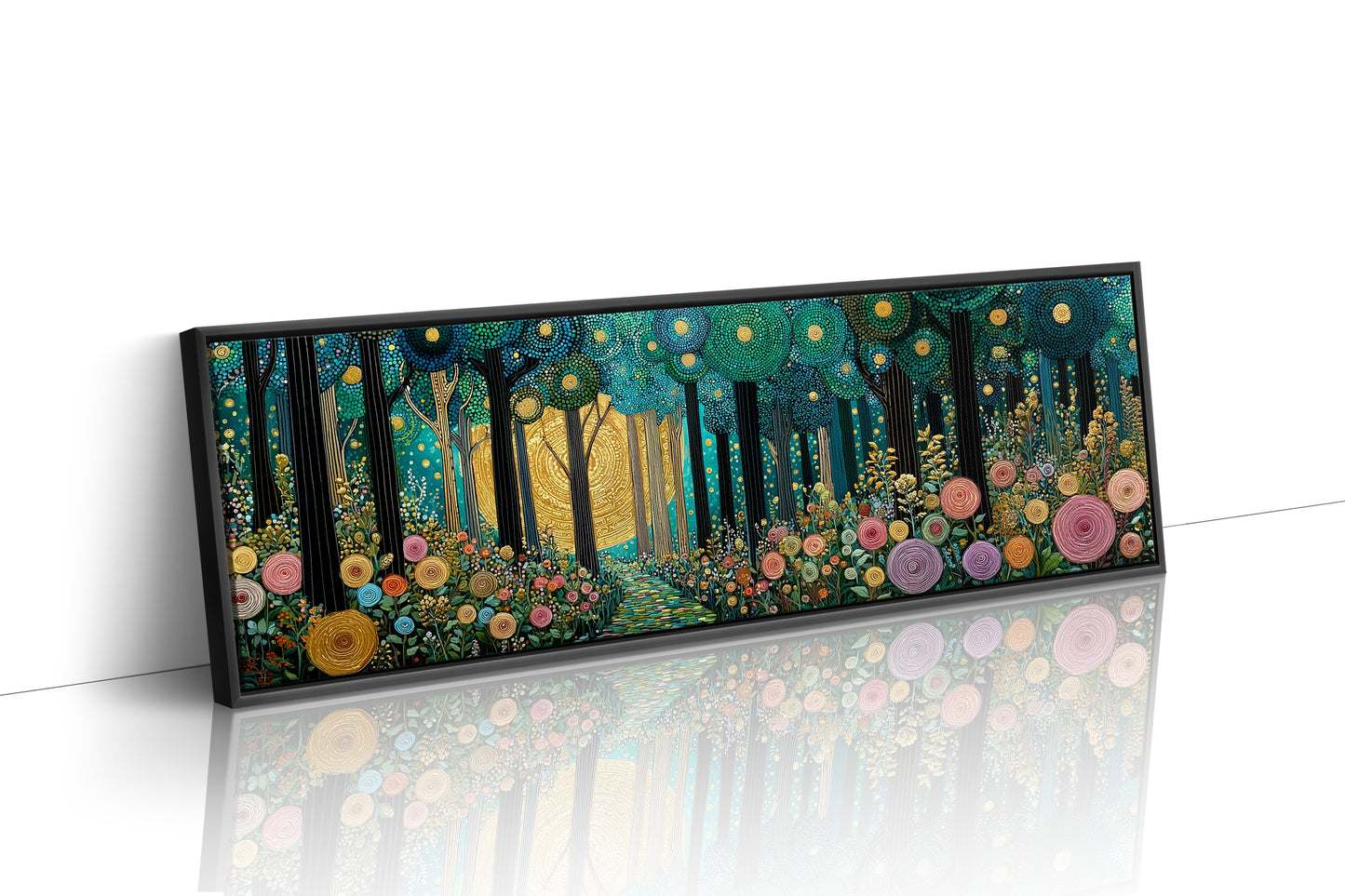 Golden Moon Through Enchanted Forest