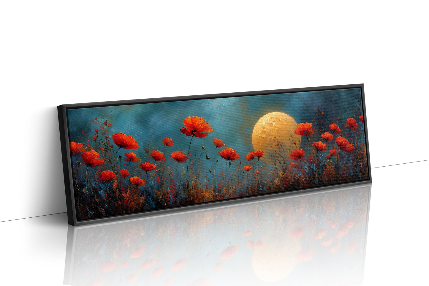 Moonlit Red Poppy Field Dreamscape